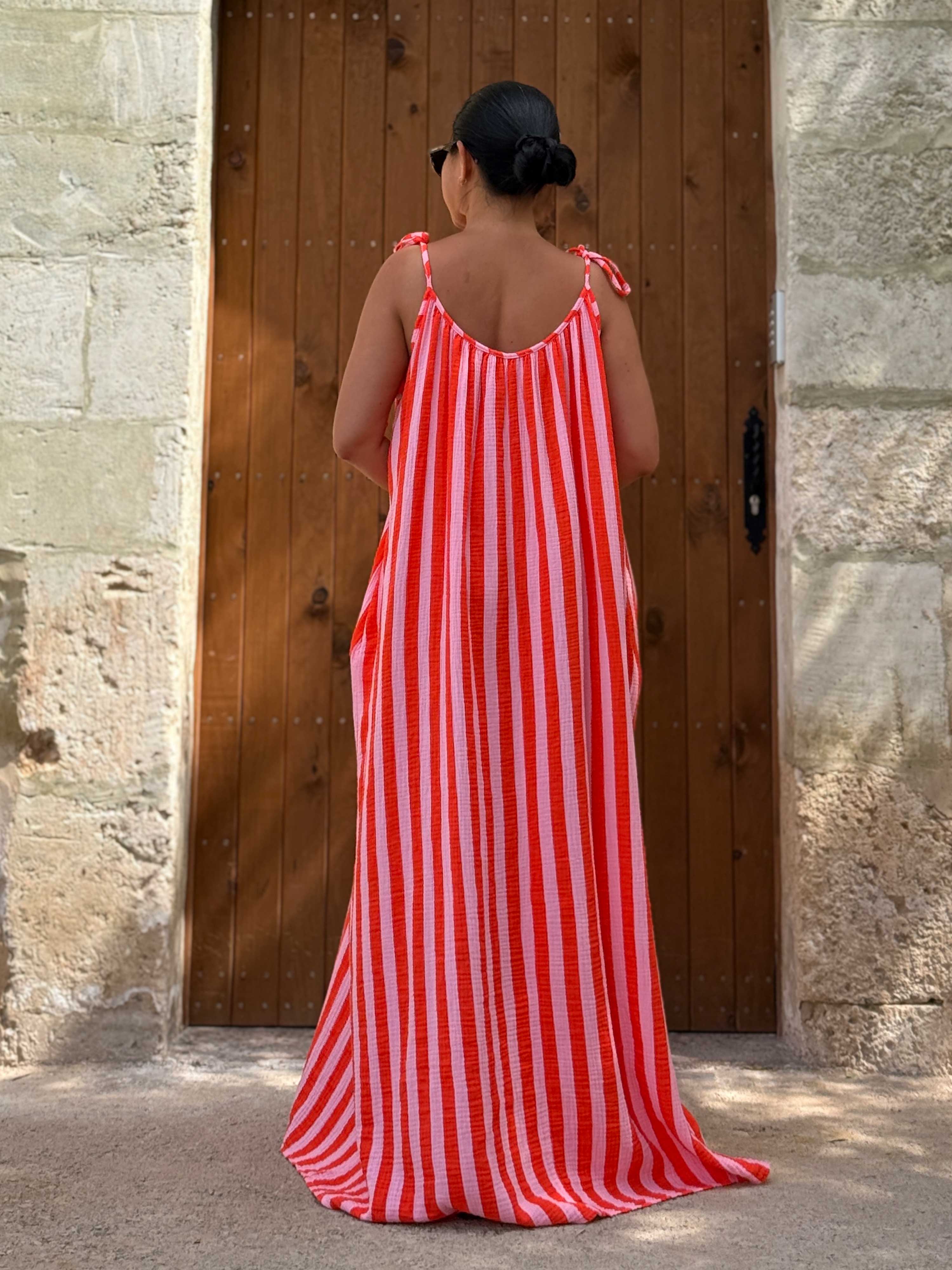 Musselin Trägerkleid LONG - ALISA - BIG STRIPES Lollipop Musselin Trägerkleid LONG - ALISA - BIG STRIPES Lollipop
