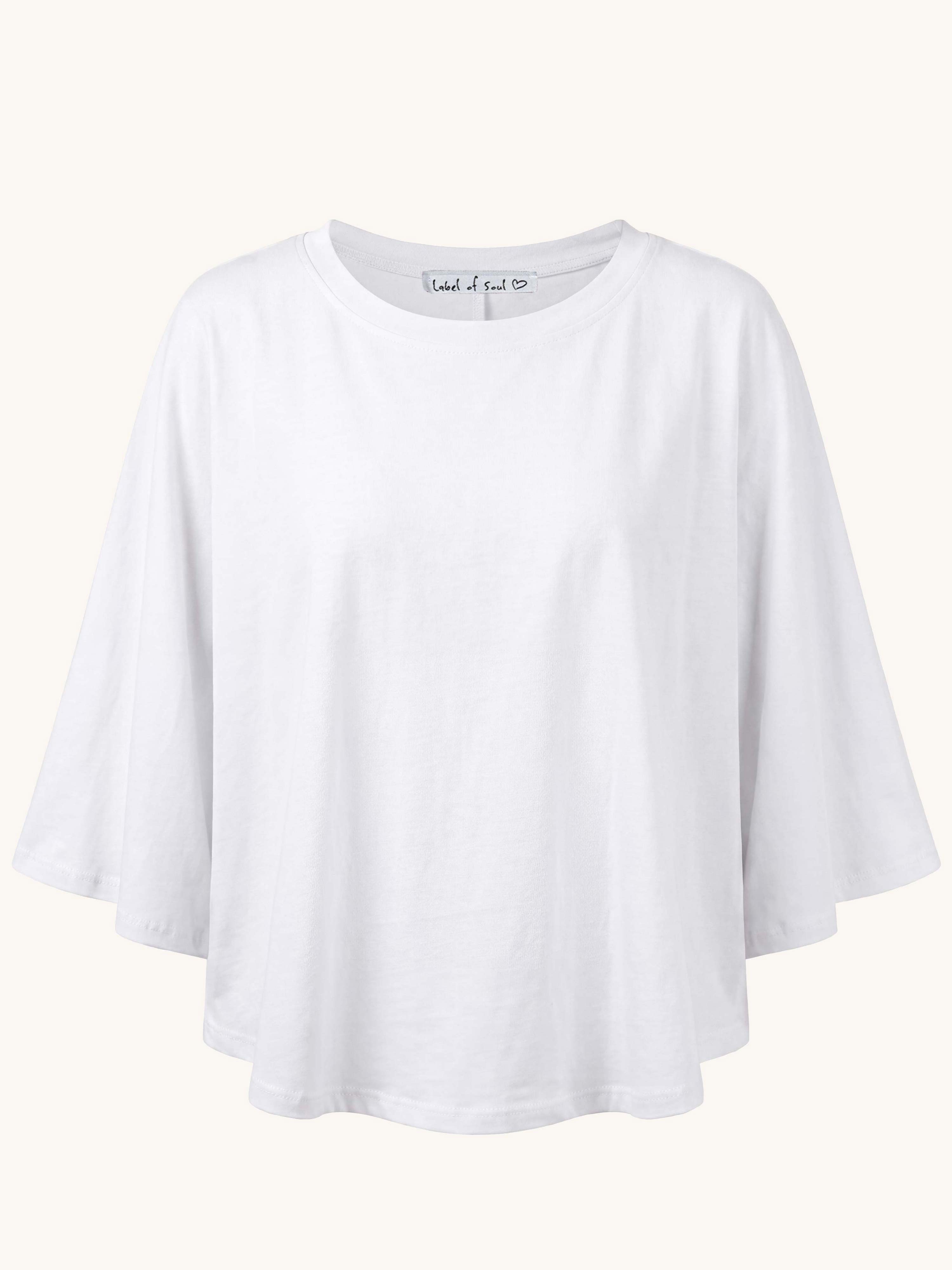 Basic Oversize Kurzarm Poncho Shirt - CURVY - Weiss