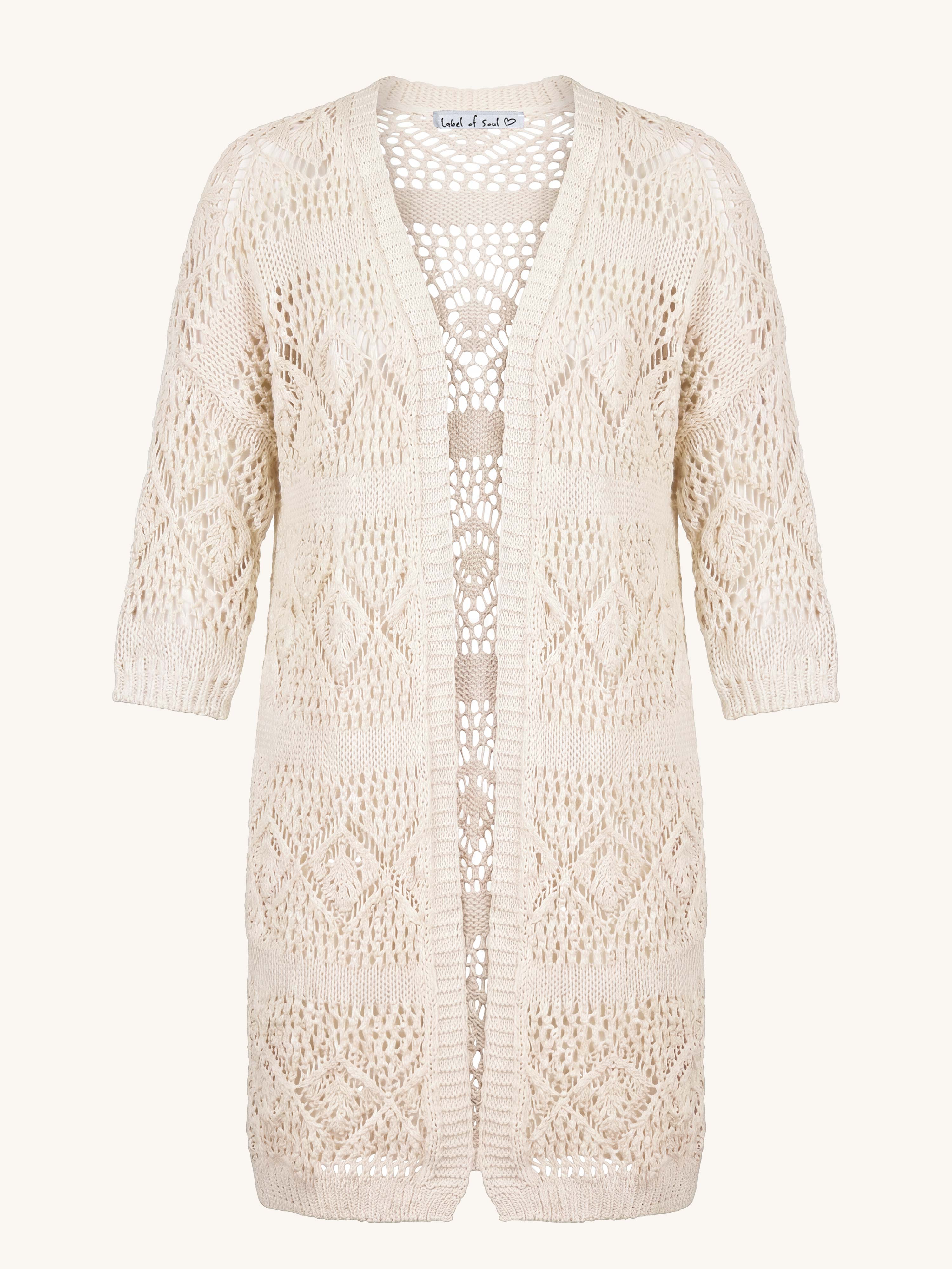 Häkel Strickjacke - BOHEMIAN CROCHET - Creme
