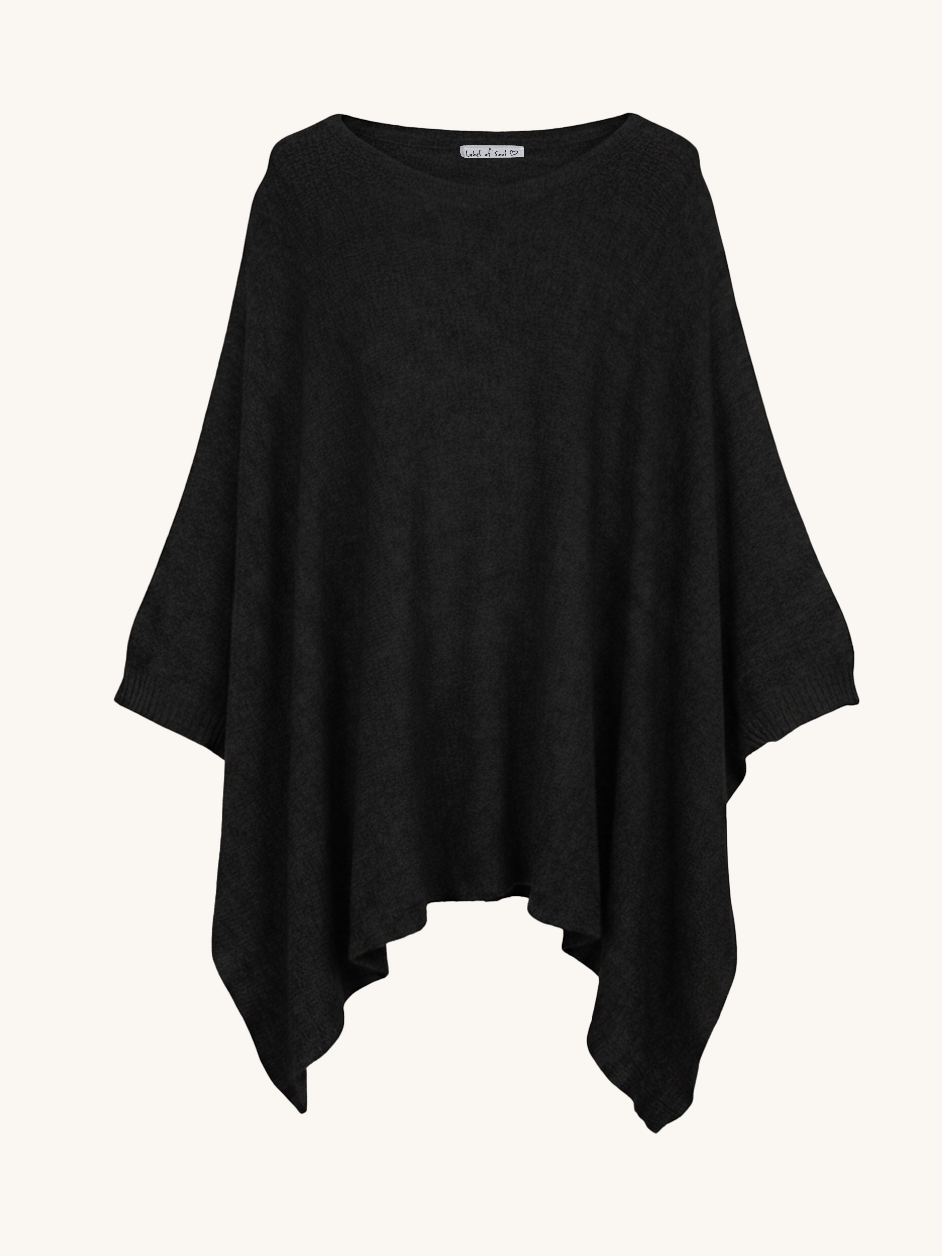 Oversize Viskose Kurzarm Poncho - Schwarz Oversize Viskose Kurzarm Poncho - Schwarz