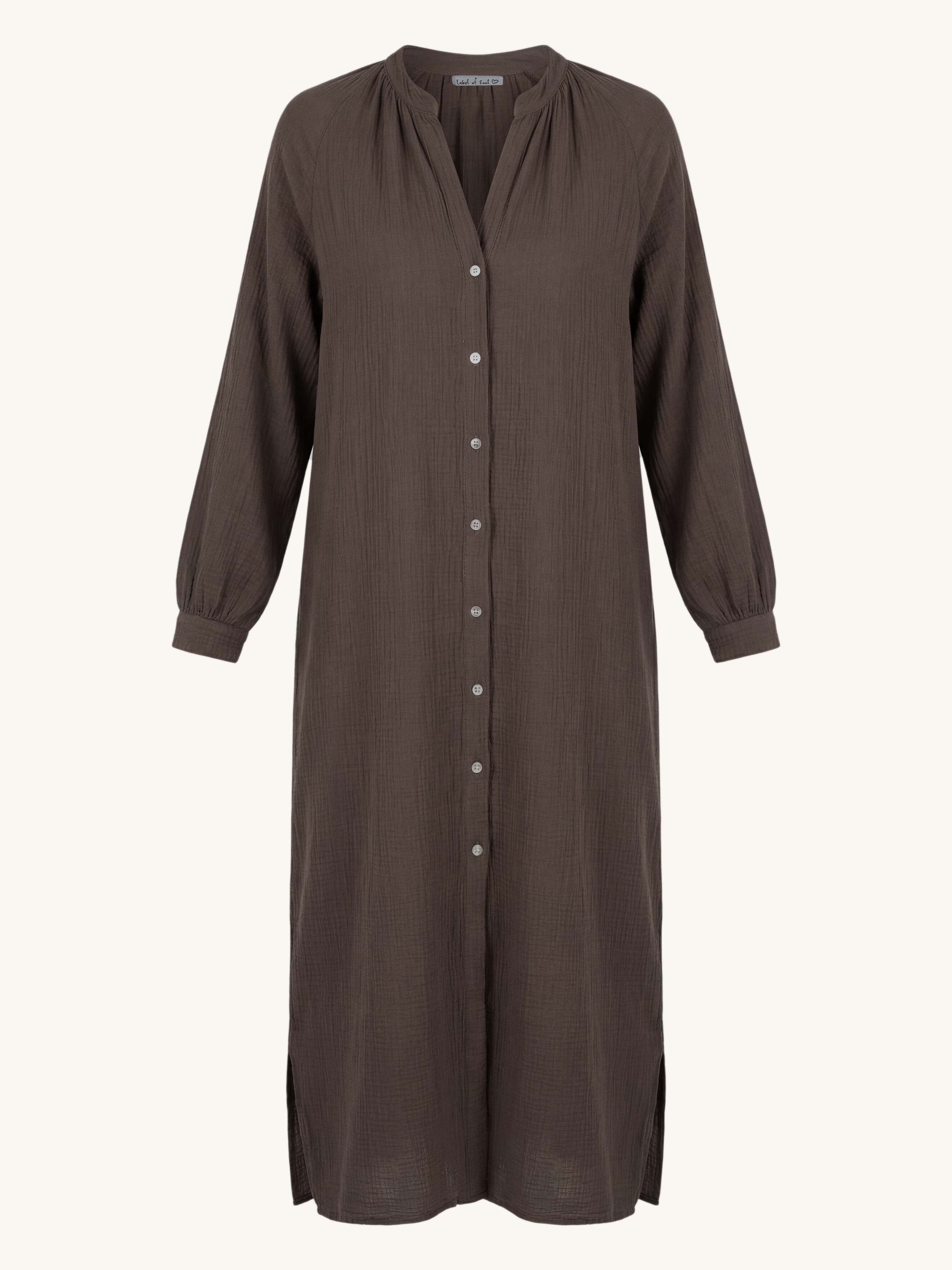 Musselin Oversize Kleid mit Gürtel - ONESIZE - Schoko