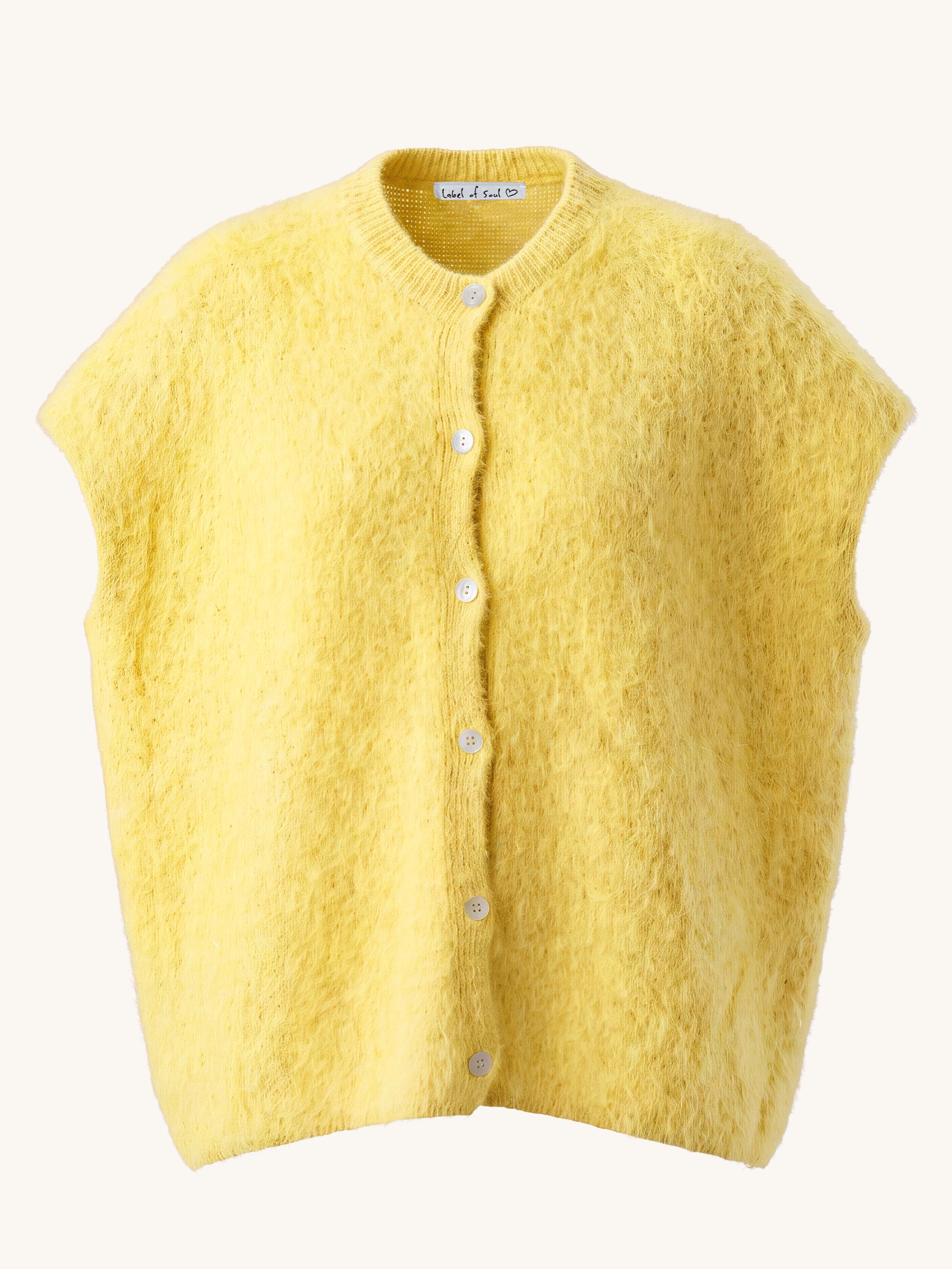 Oversize Strickjacke - FLUFFY - Butter Yellow