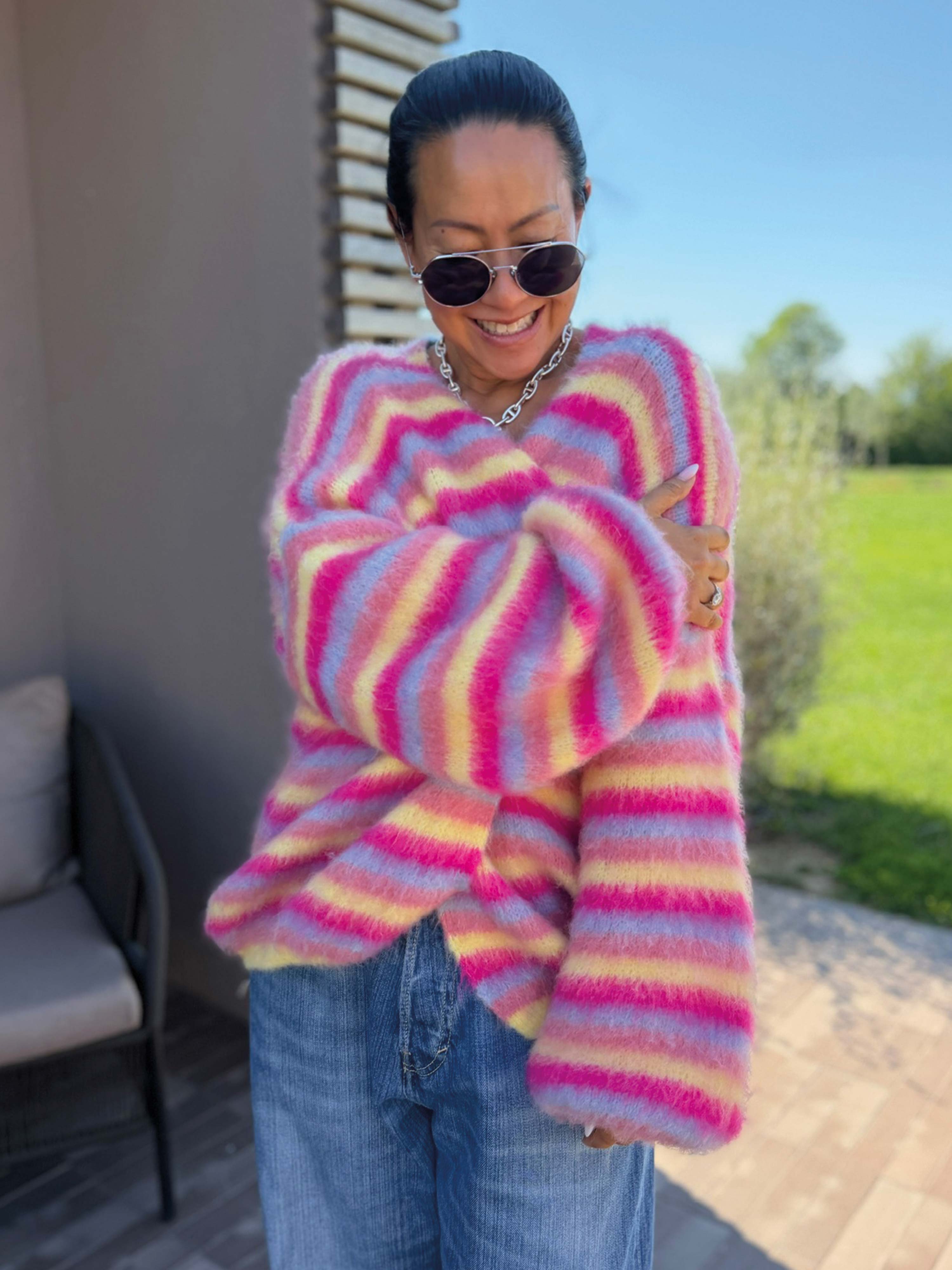 Oversize Cardigan - FLUFFY - Rainbow Bunt