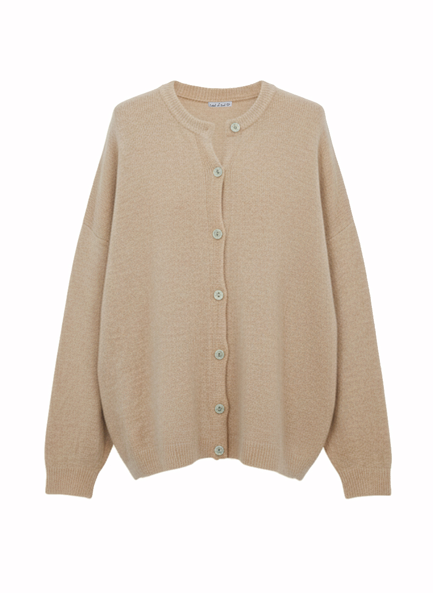 Strickjacke mit Alpakawollanteil - Beige