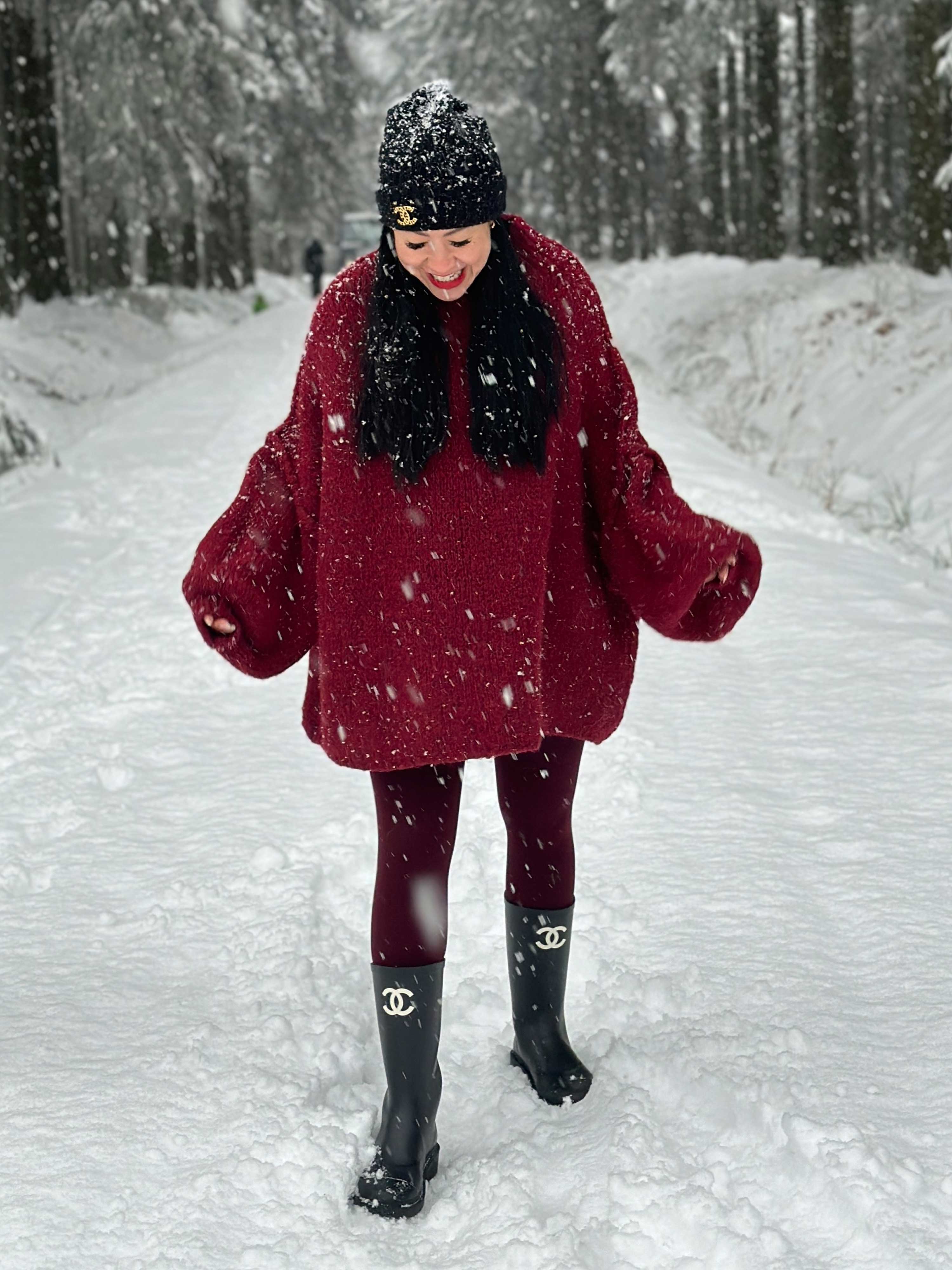 Oversize Strickpullover mit Stehkragen - FLAUSCHI - Bordeaux