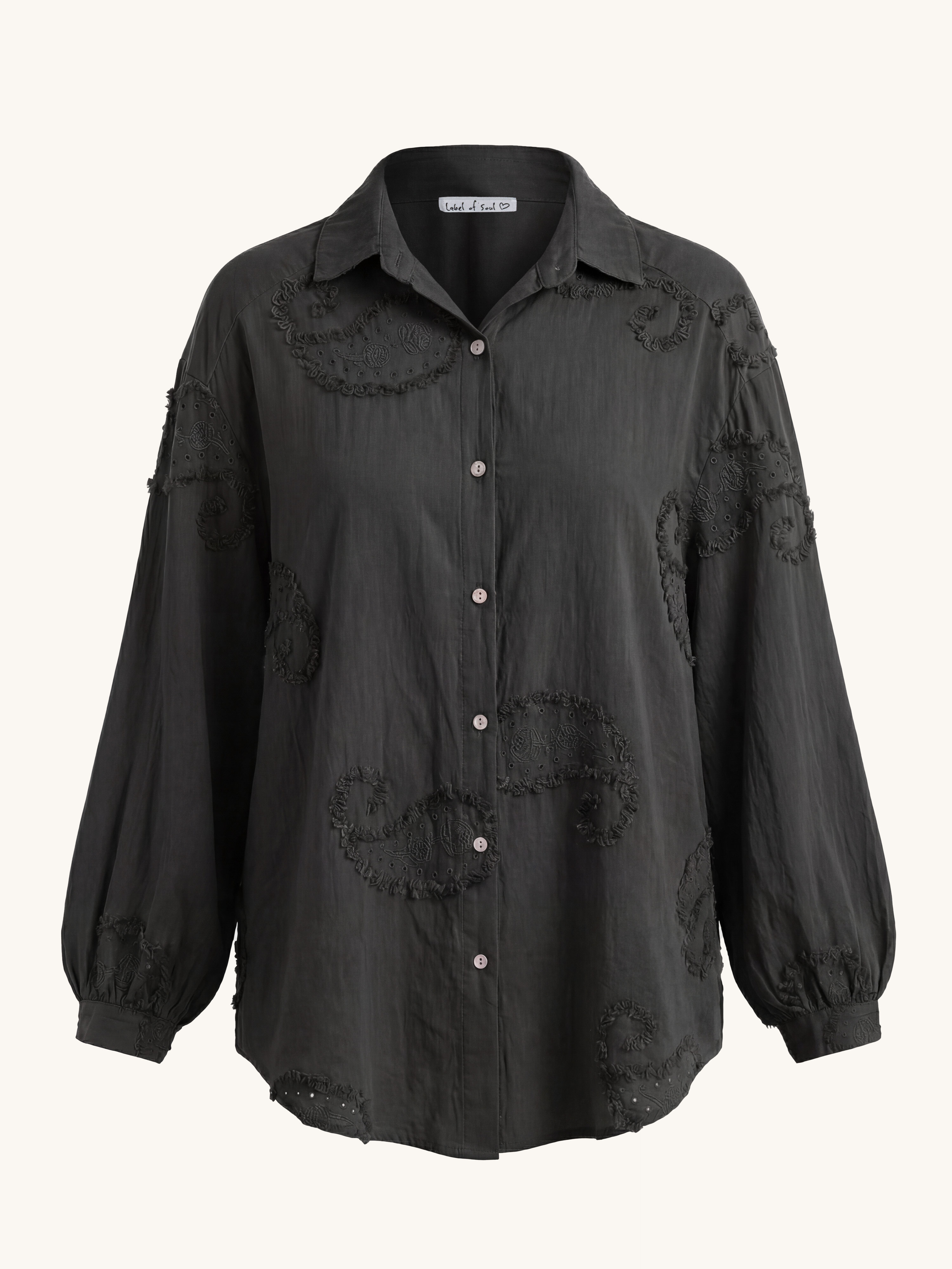 Cotton Oversize Midi Bluse - OHANA - Schwarz