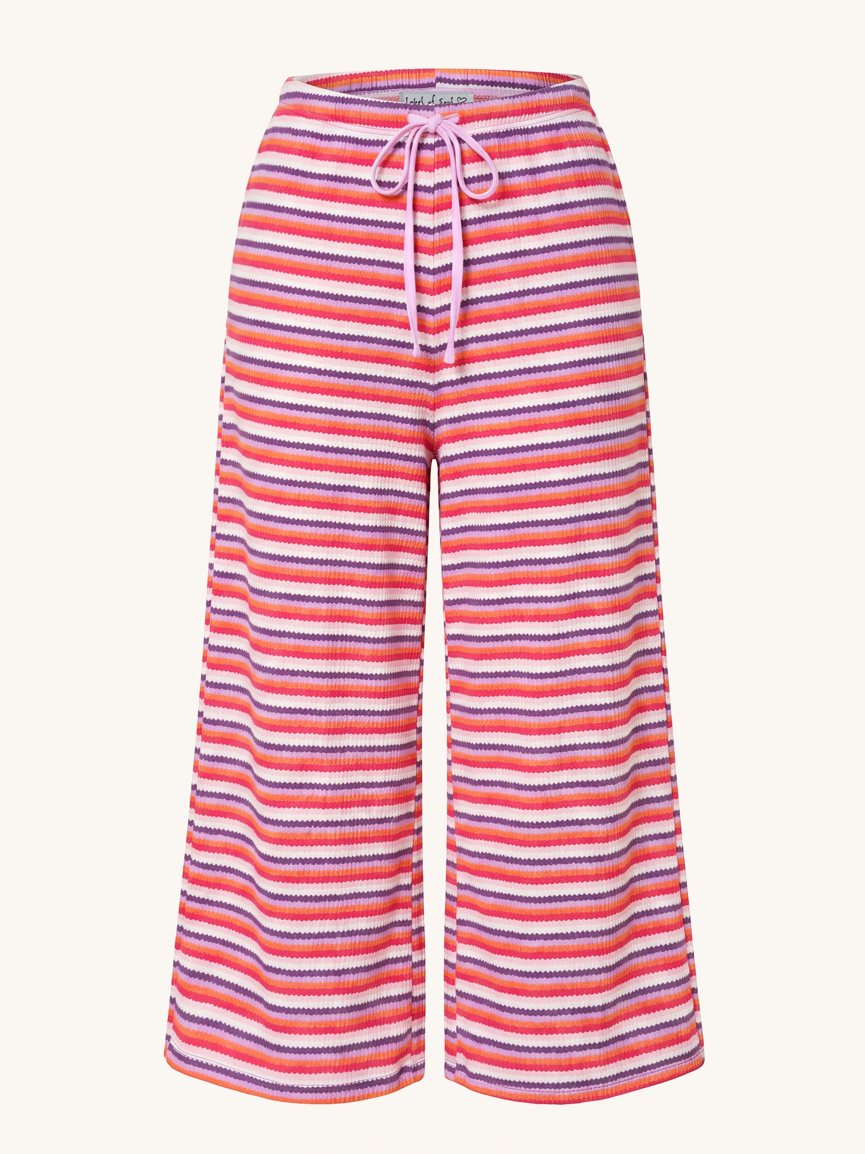 Palazzo Oversize Häckel Hose - IBIZA BREEZE - Stripes Pink/Flieder