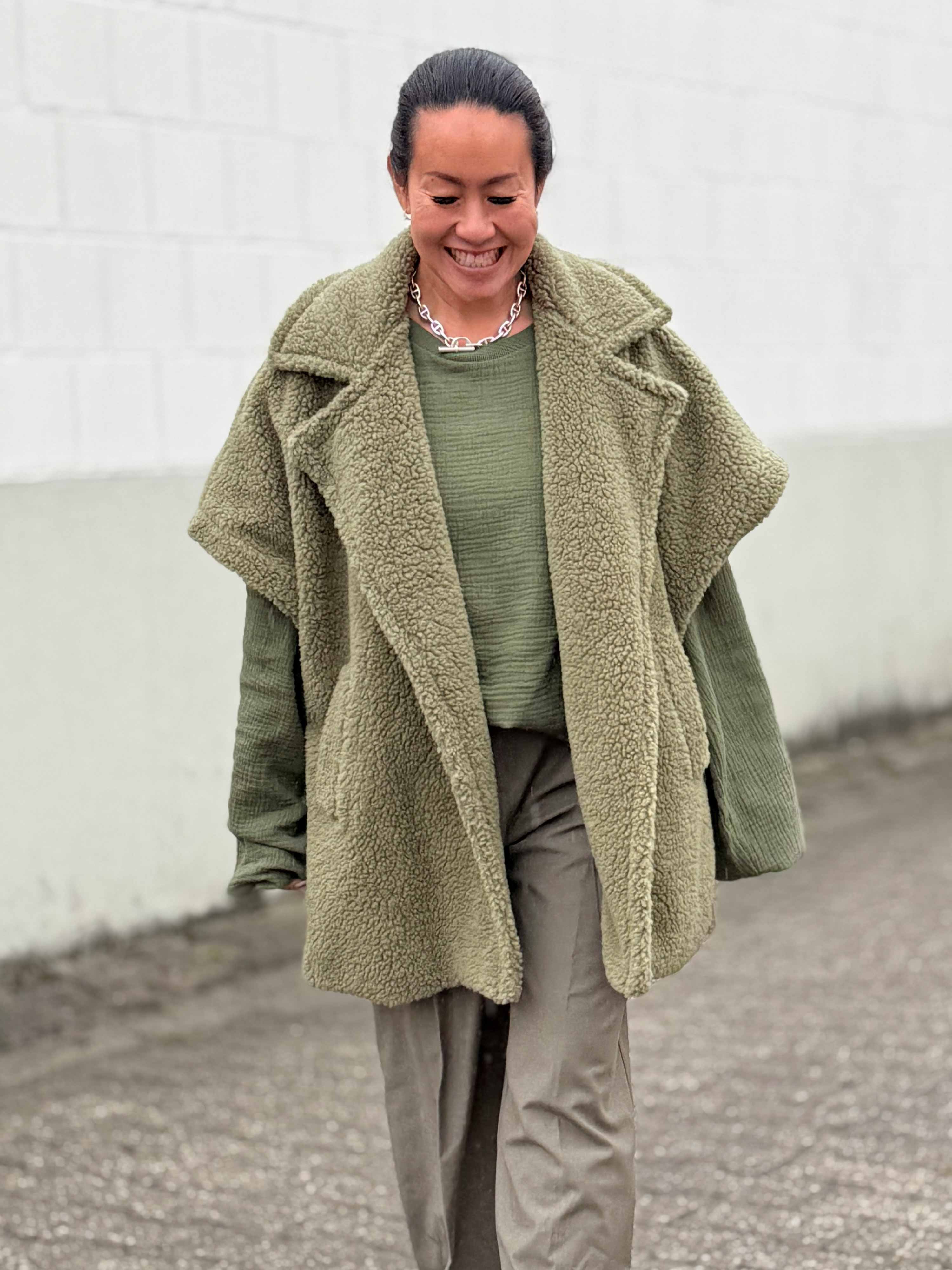 Musselin Oversize Sweatshirt - Olive