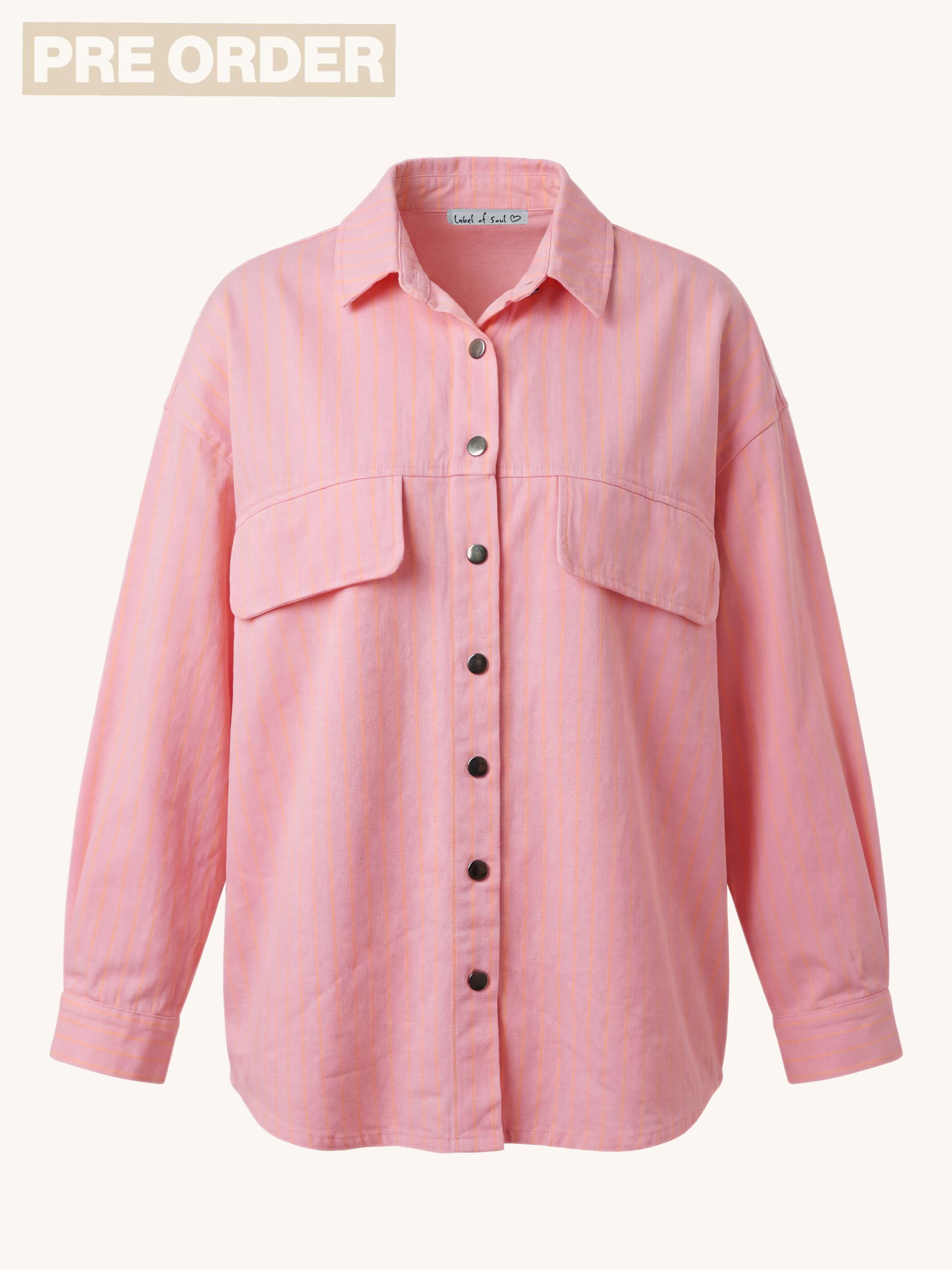 PRE-ORDER: Denim Overshirt Jacke - STRIPES Lollipop