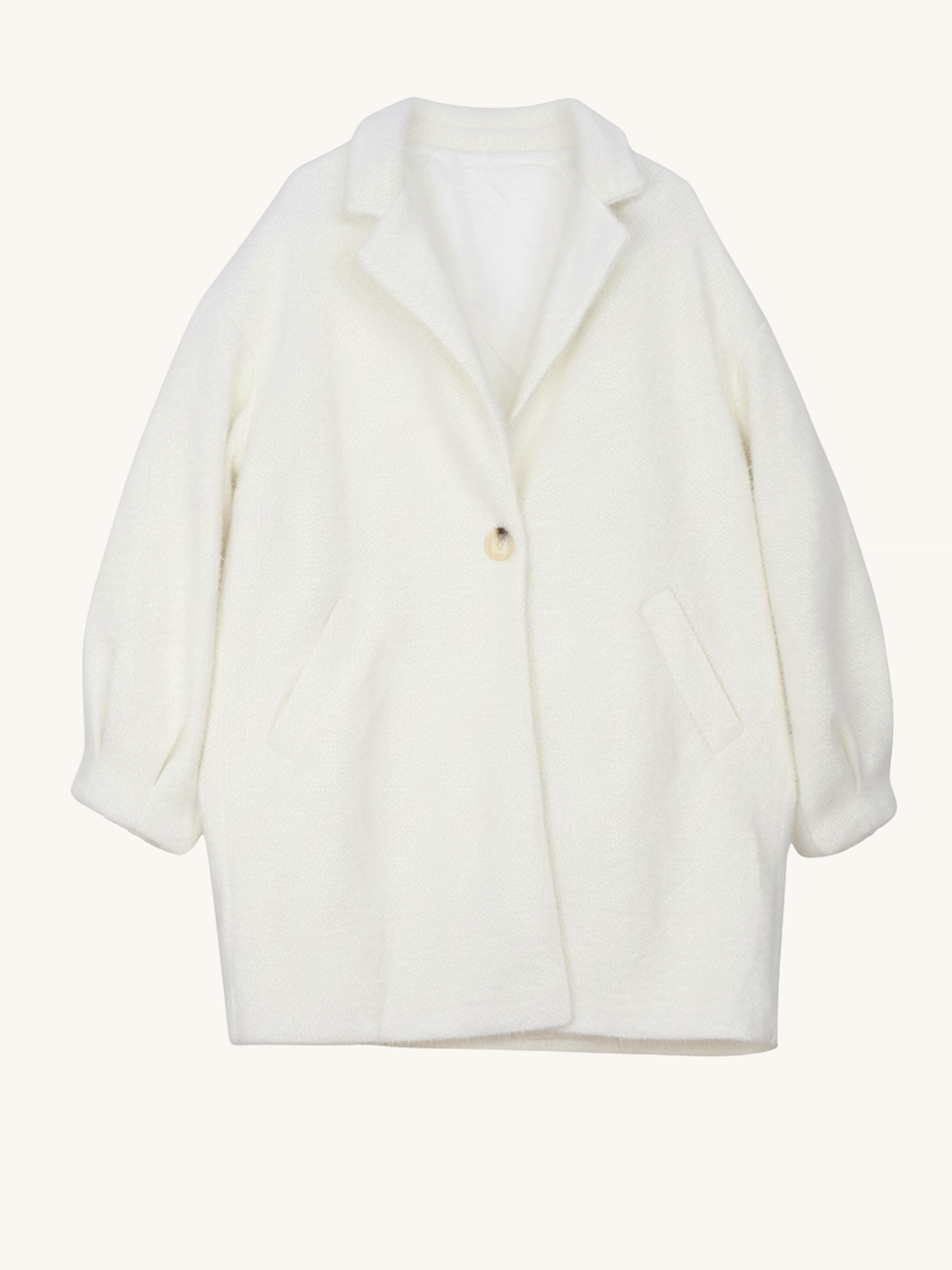 Kurzmantel mit Ballonärmeln - Creme