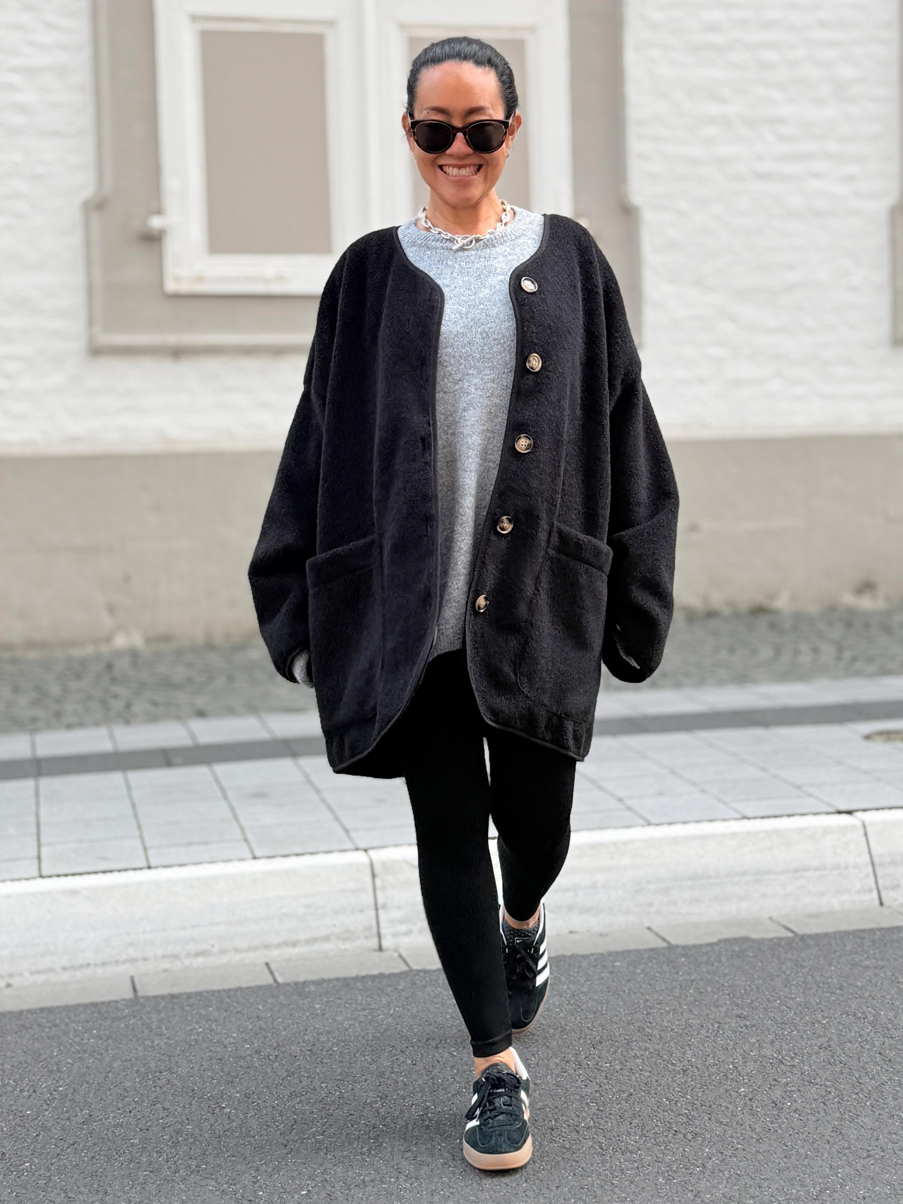 Oversize Jacke Button - SIGNATURE - Schwarz