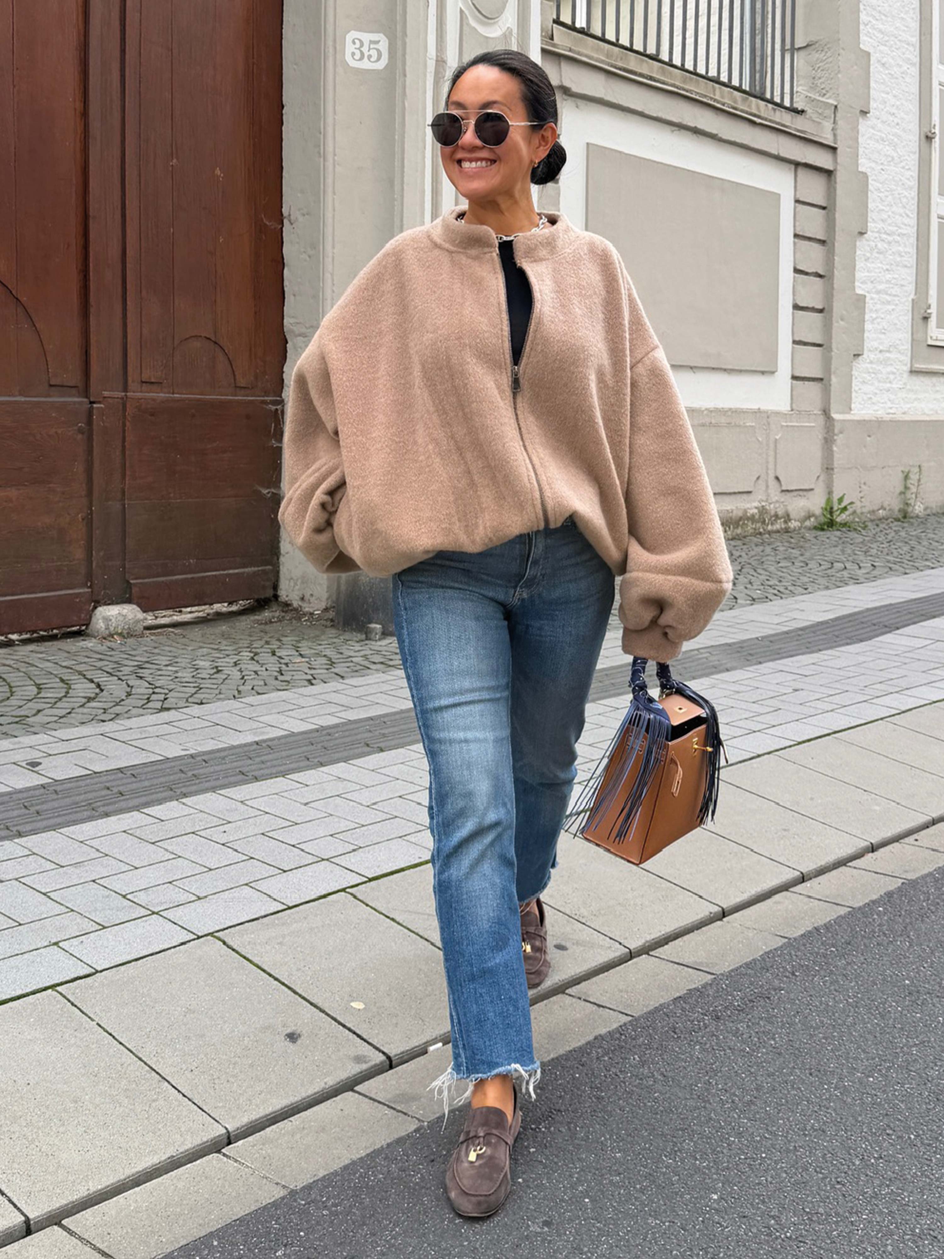 Oversize Jacke mit Taschen - SIGNATURE - Chestnut
