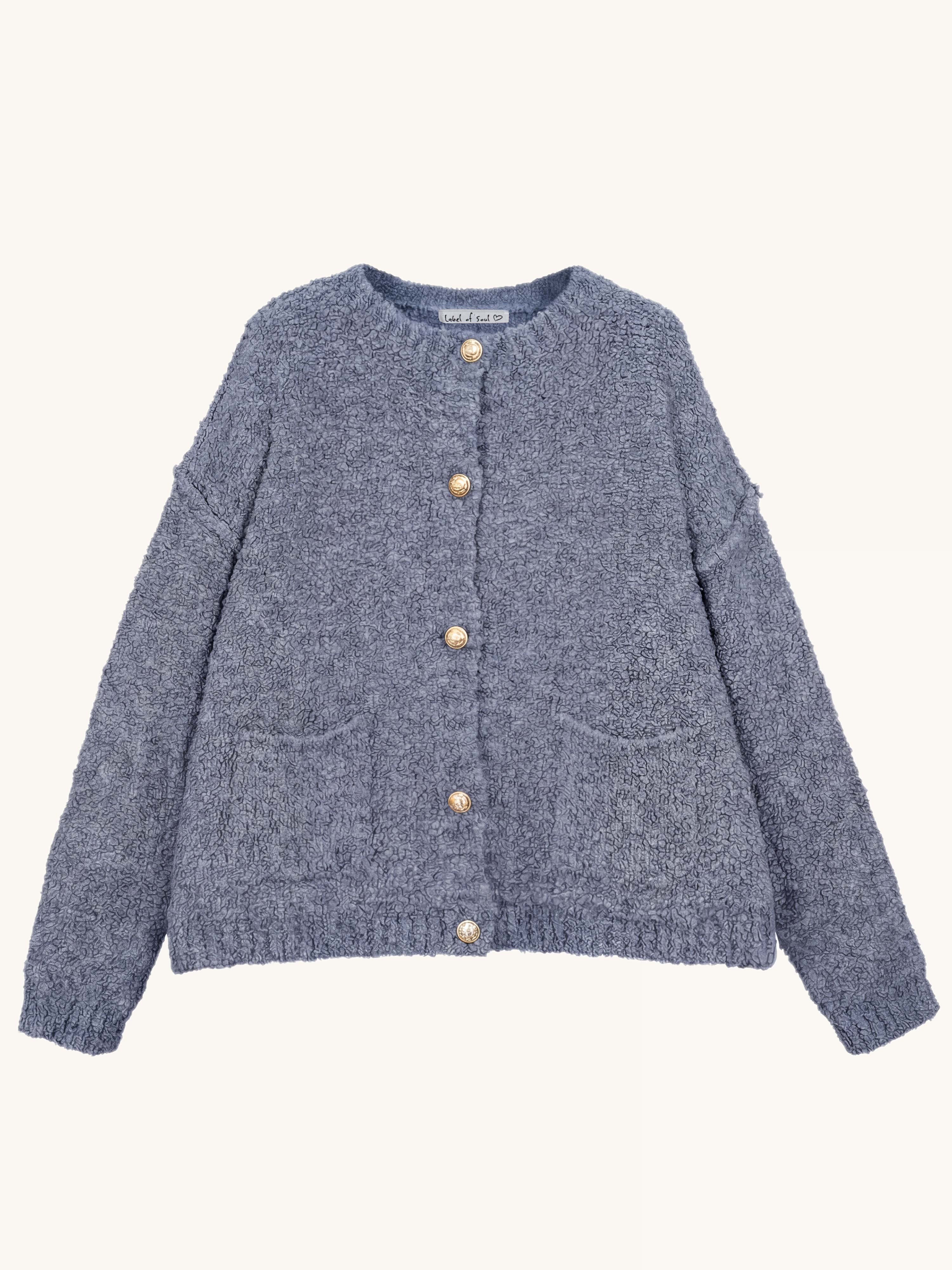 PREMIUM Bouclé Cardigan - Jeansblau