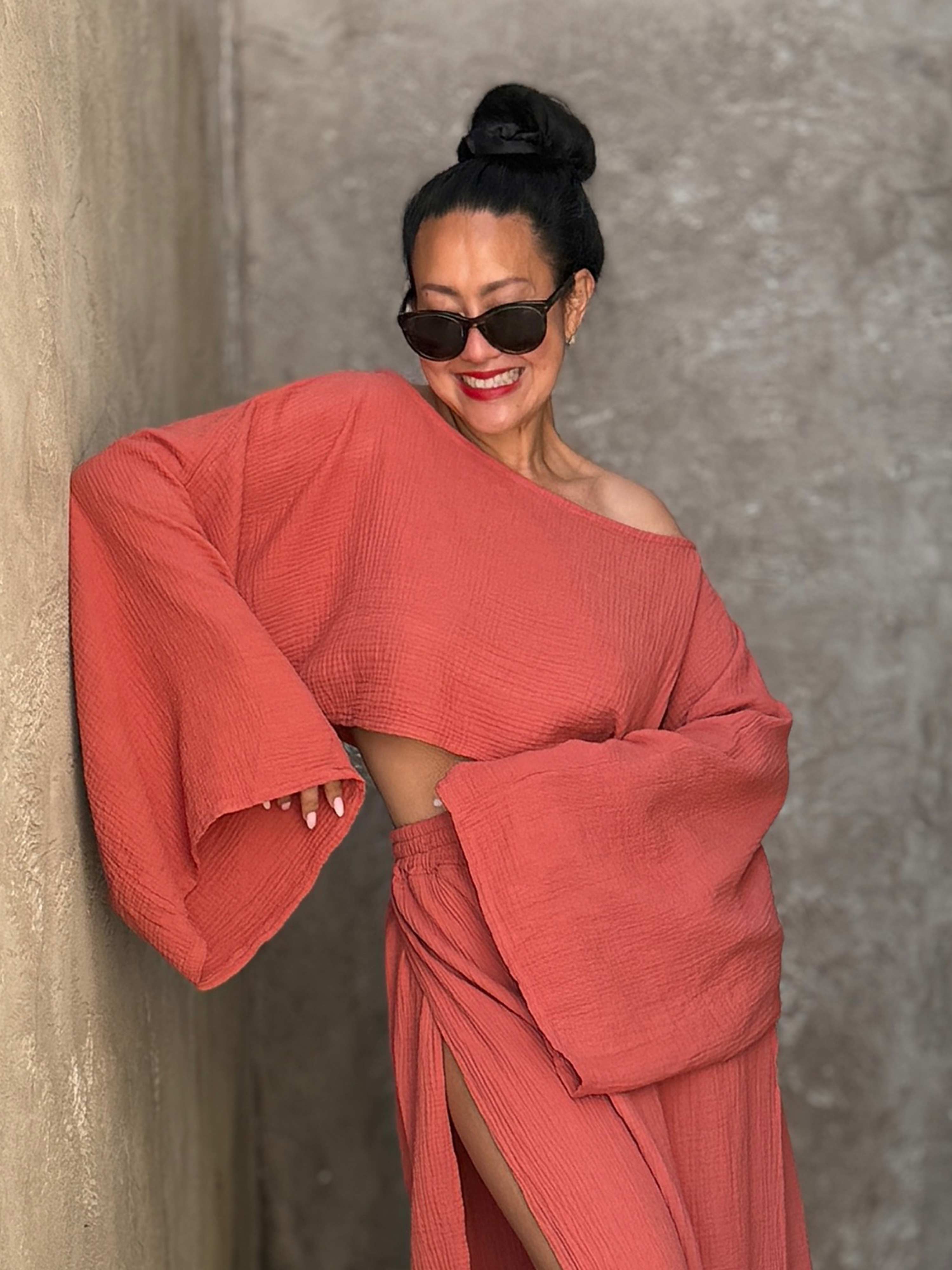 Musselin Cropped Bluse - ARTA - Rosewood