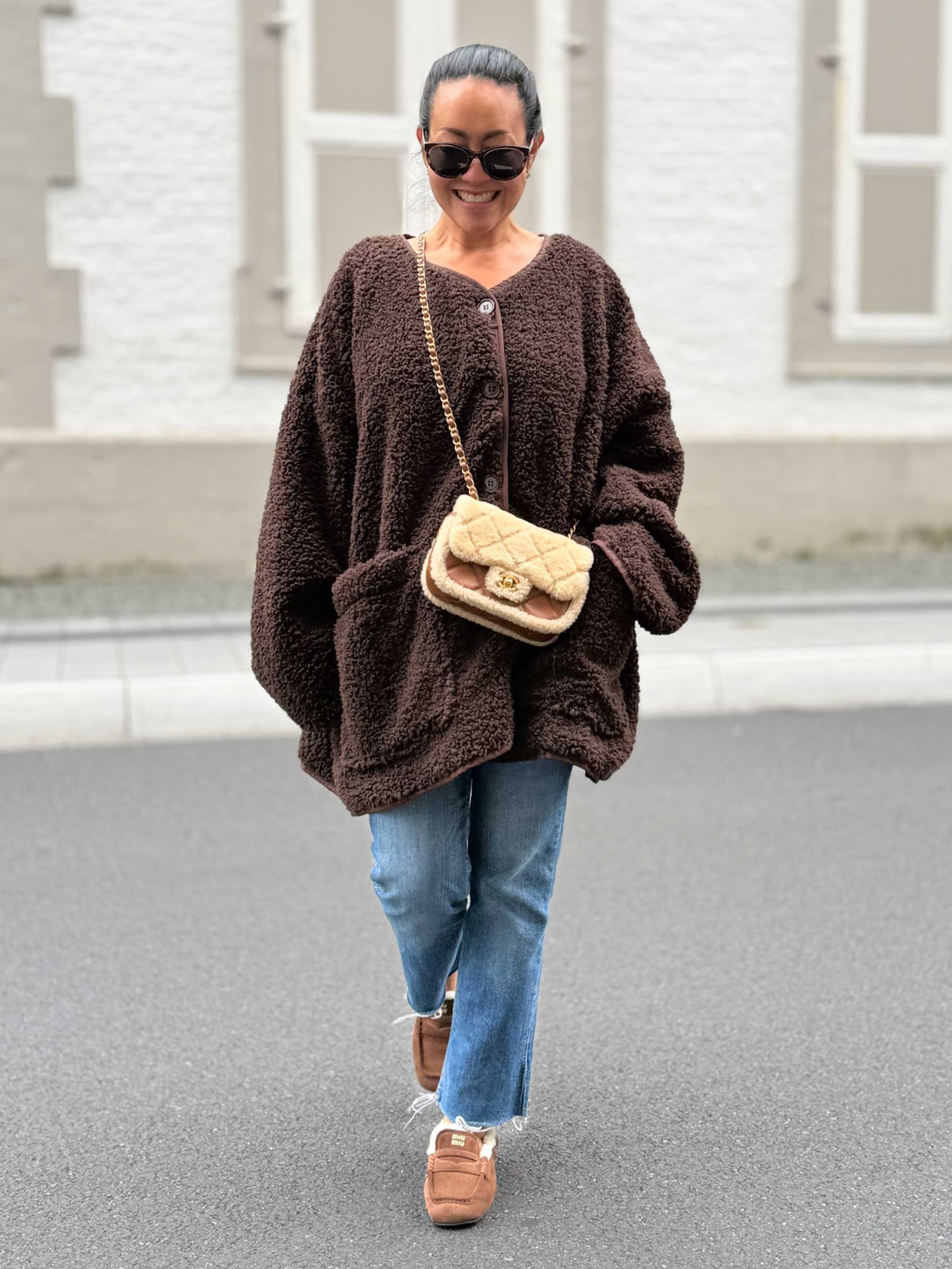 Teddylook Oversize Jacke - ICON - Schoko