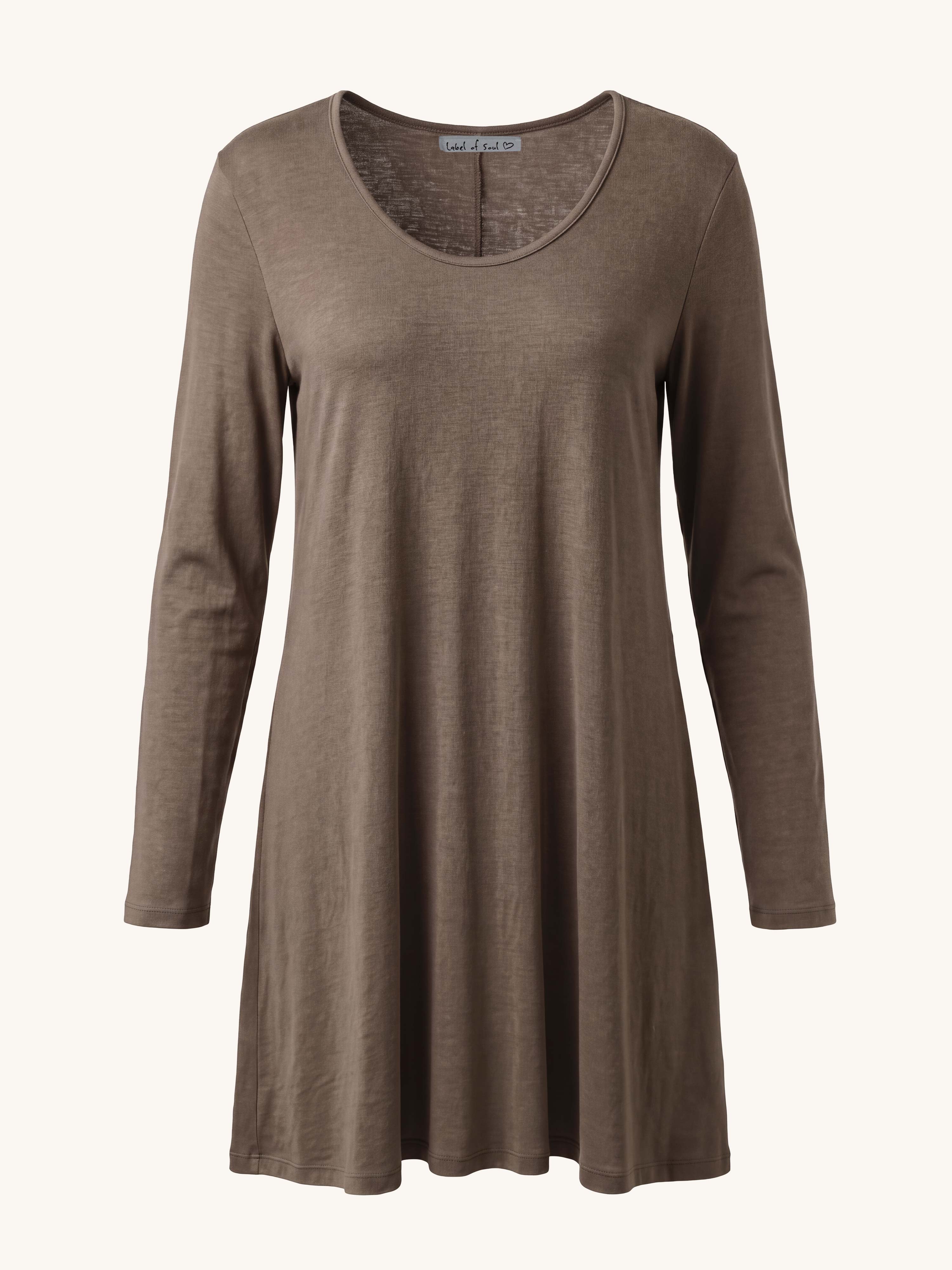 Basic Soft Longshirt in A-Linie - CURVY - Fango