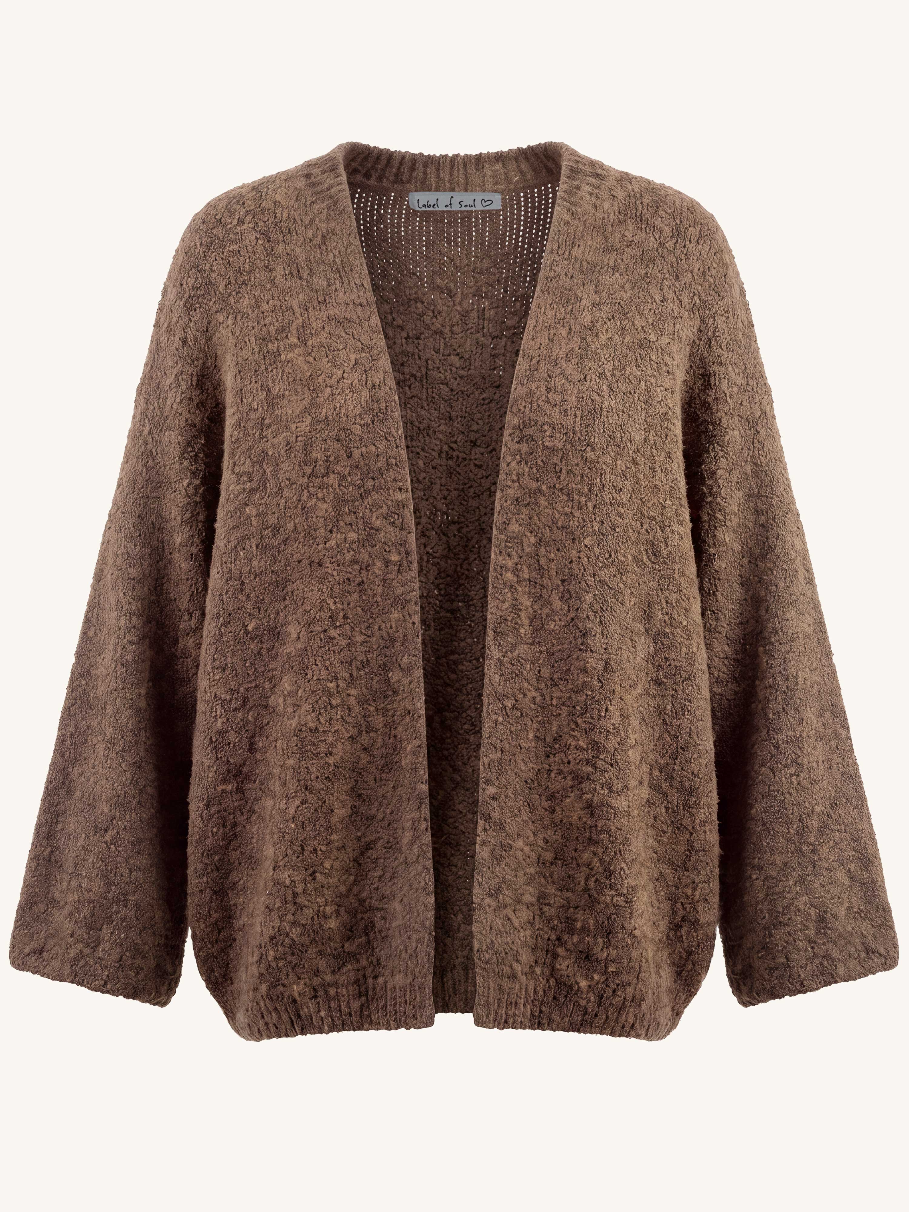 Oversize Bouclé Cardigan - Fango