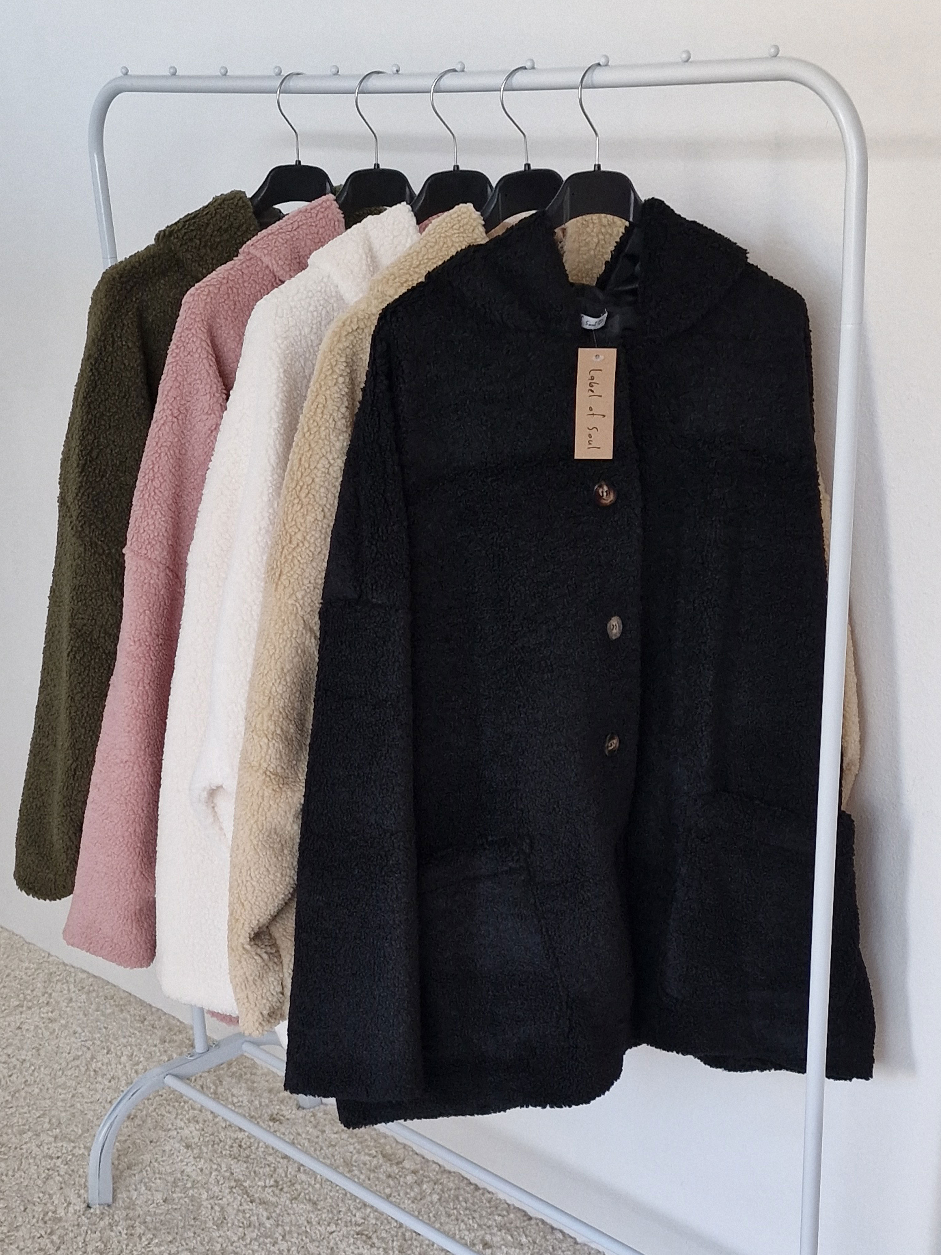 Teddylook Oversize Jacke mit Kapuze - Schwarz Teddylook Oversize Jacke mit Kapuze - Schwarz
