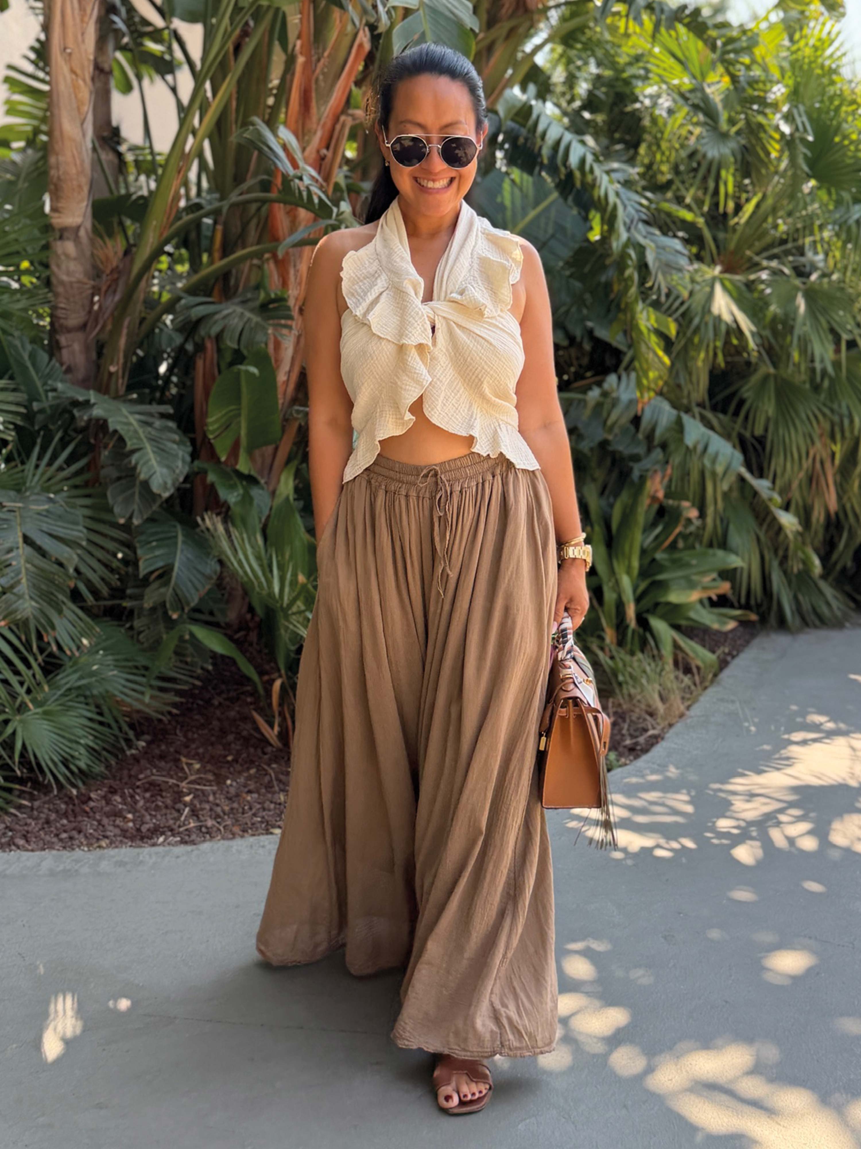 Cotton Oversize Culotte Hose - LONG - Camel