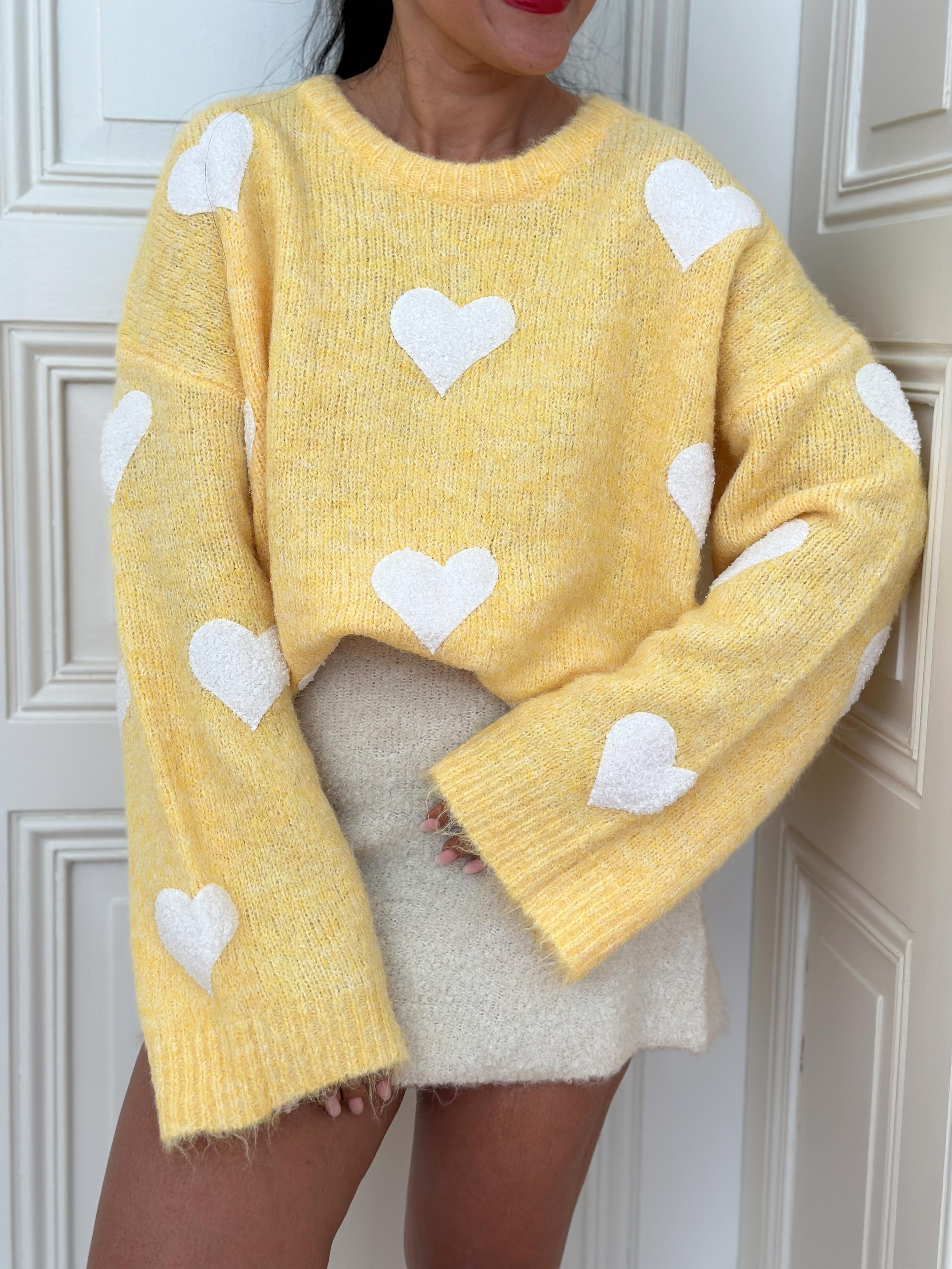 Strickpullover - AMORE - Gelb/Creme Strickpullover - AMORE - Gelb/Creme