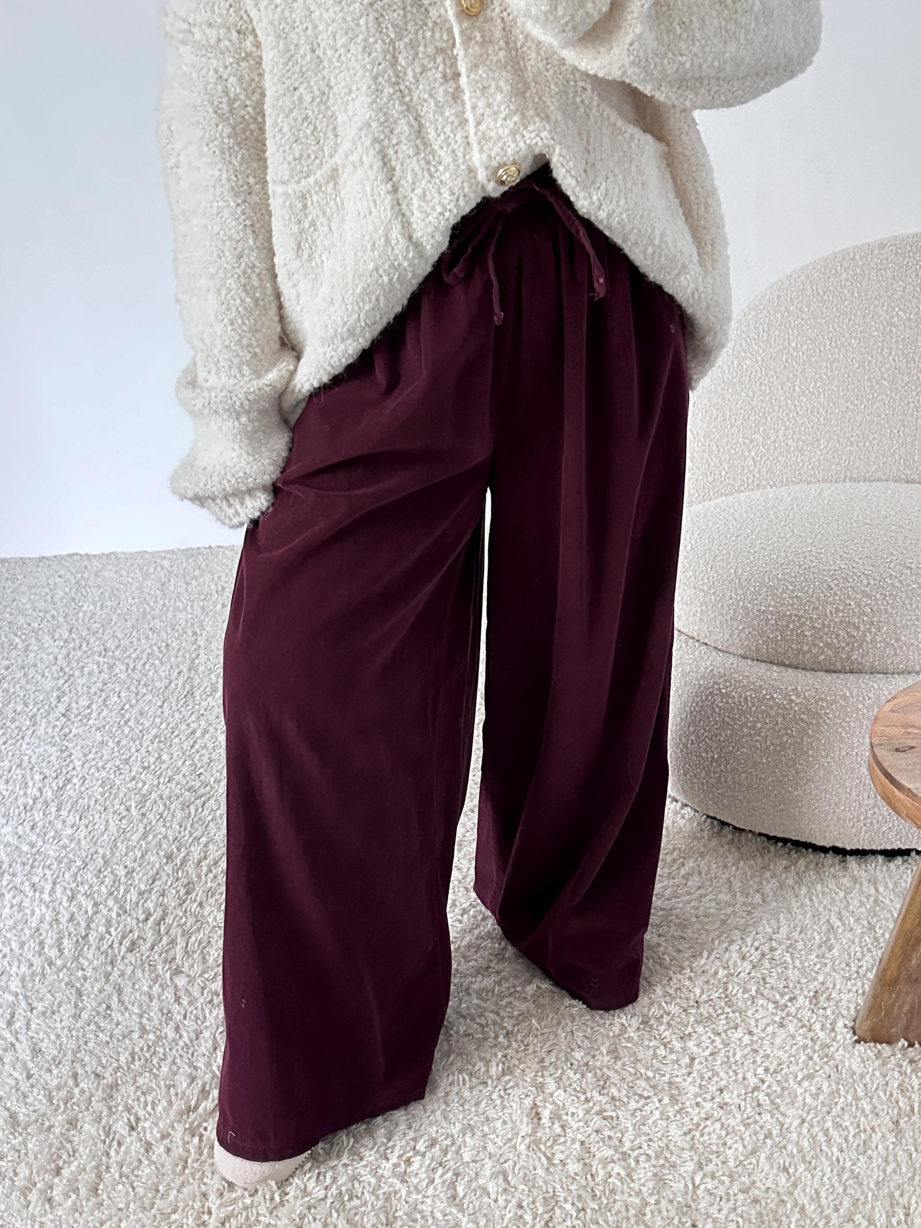 Palazzo Fein Cordhose - ONESIZE - Wine Palazzo Fein Cordhose - ONESIZE - Wine