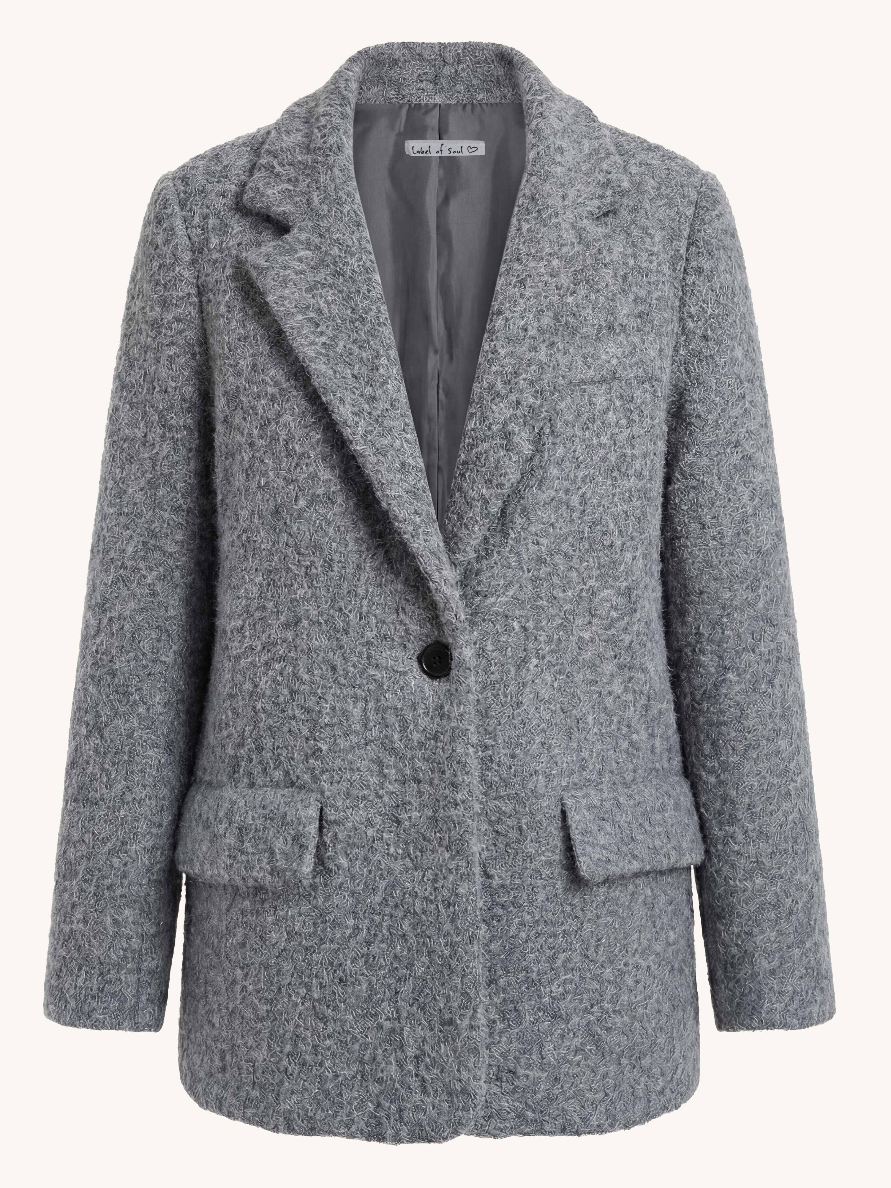 Oversize Bouclé Blazer HENRY - Grau