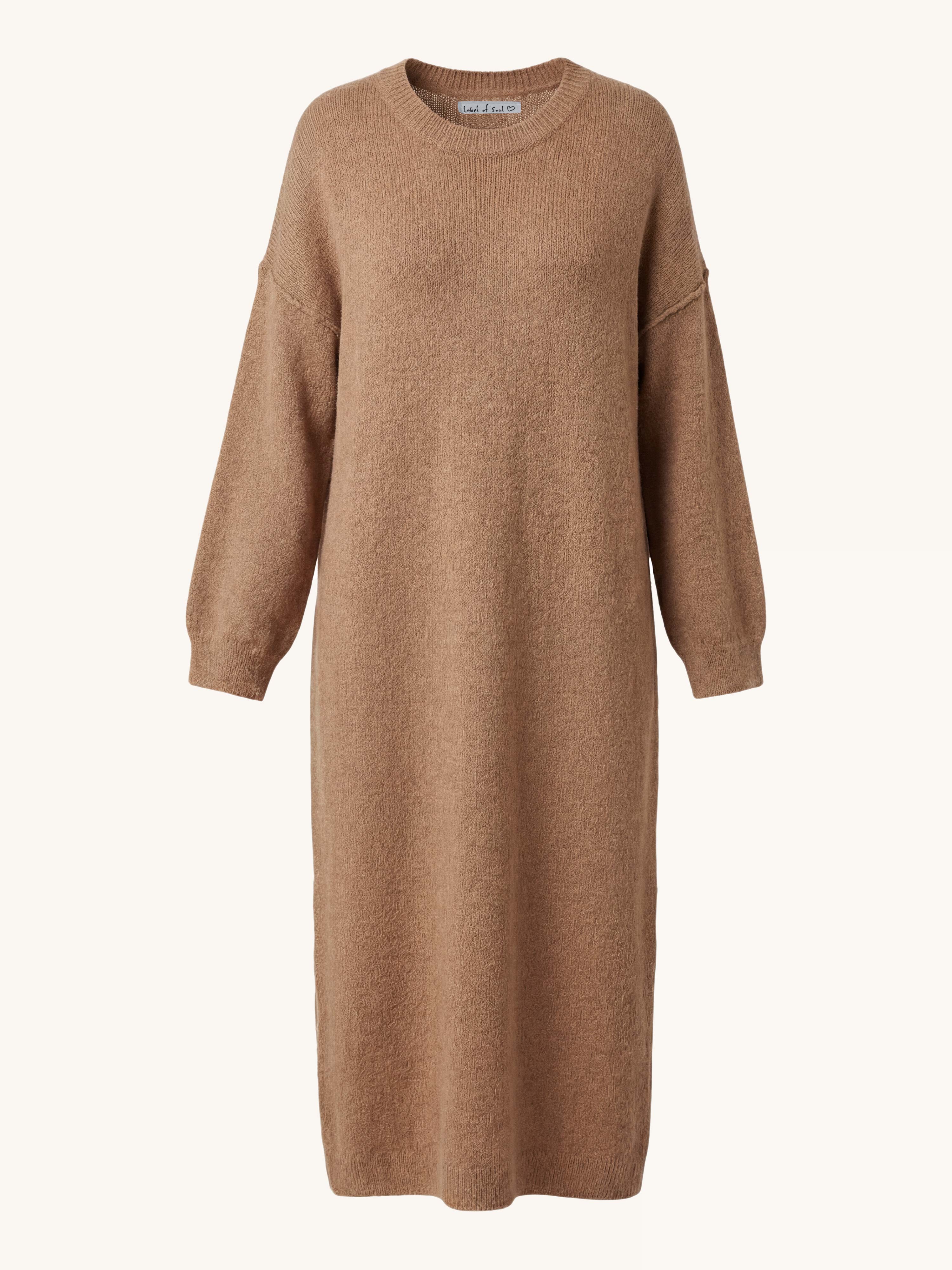 Strickkleid mit Baby-Alpakawollanteil - Camel