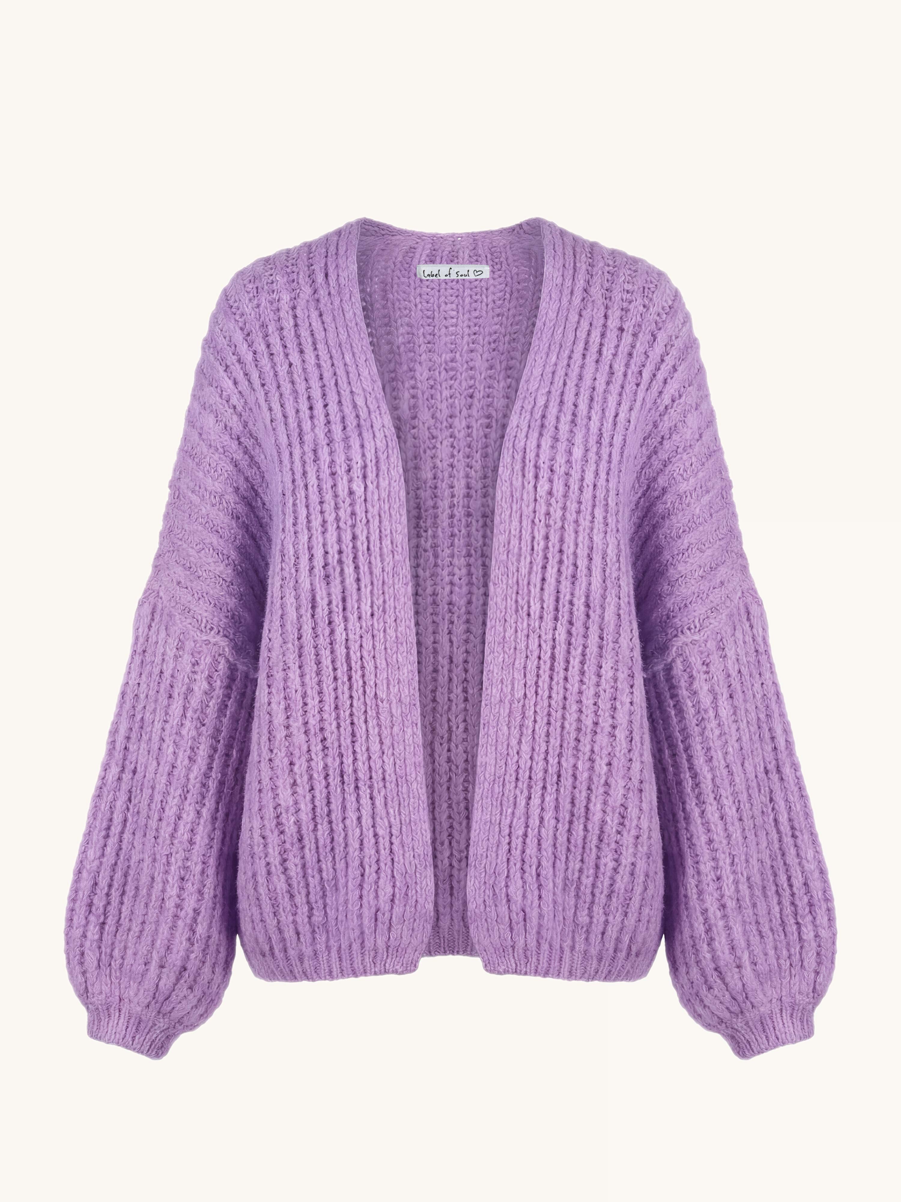 Grob Strickjacke - FLAUSCHI - Flieder