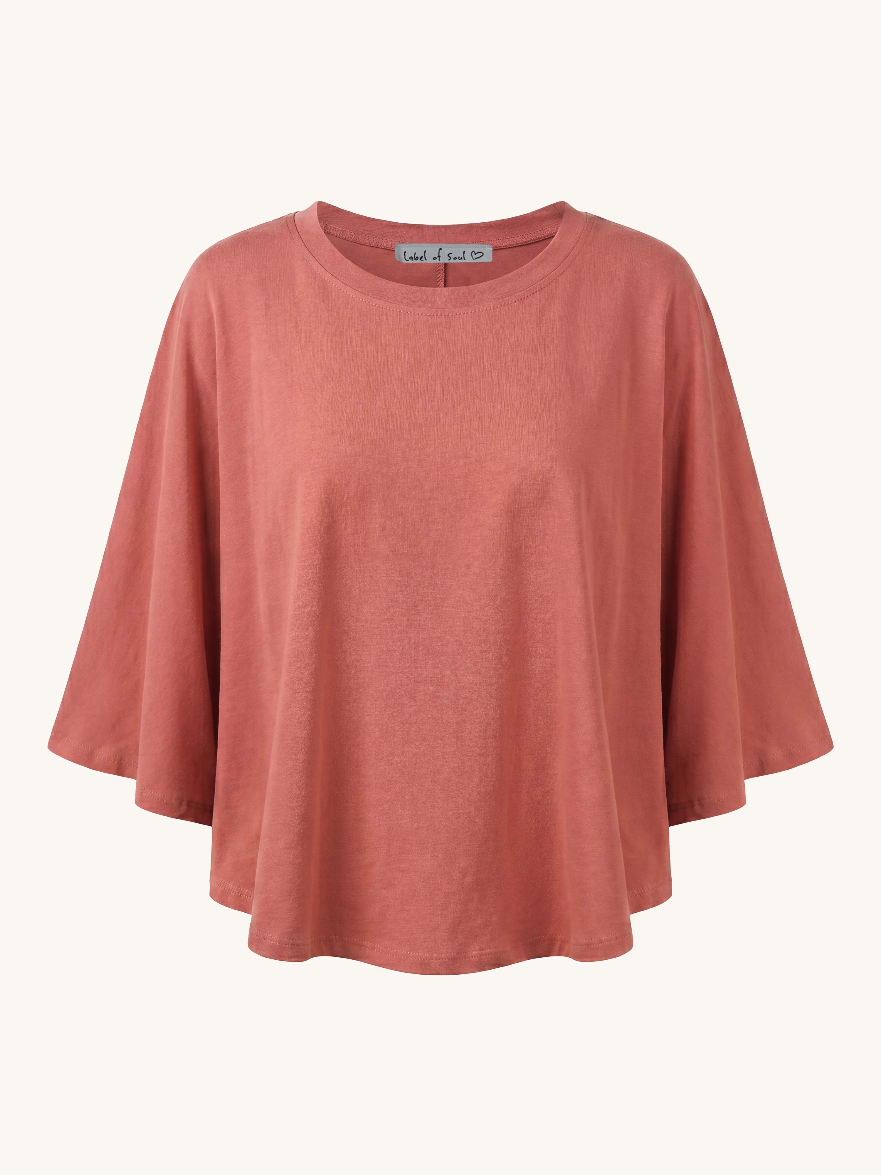 Basic Oversize Kurzarm Poncho Shirt - Rosewood