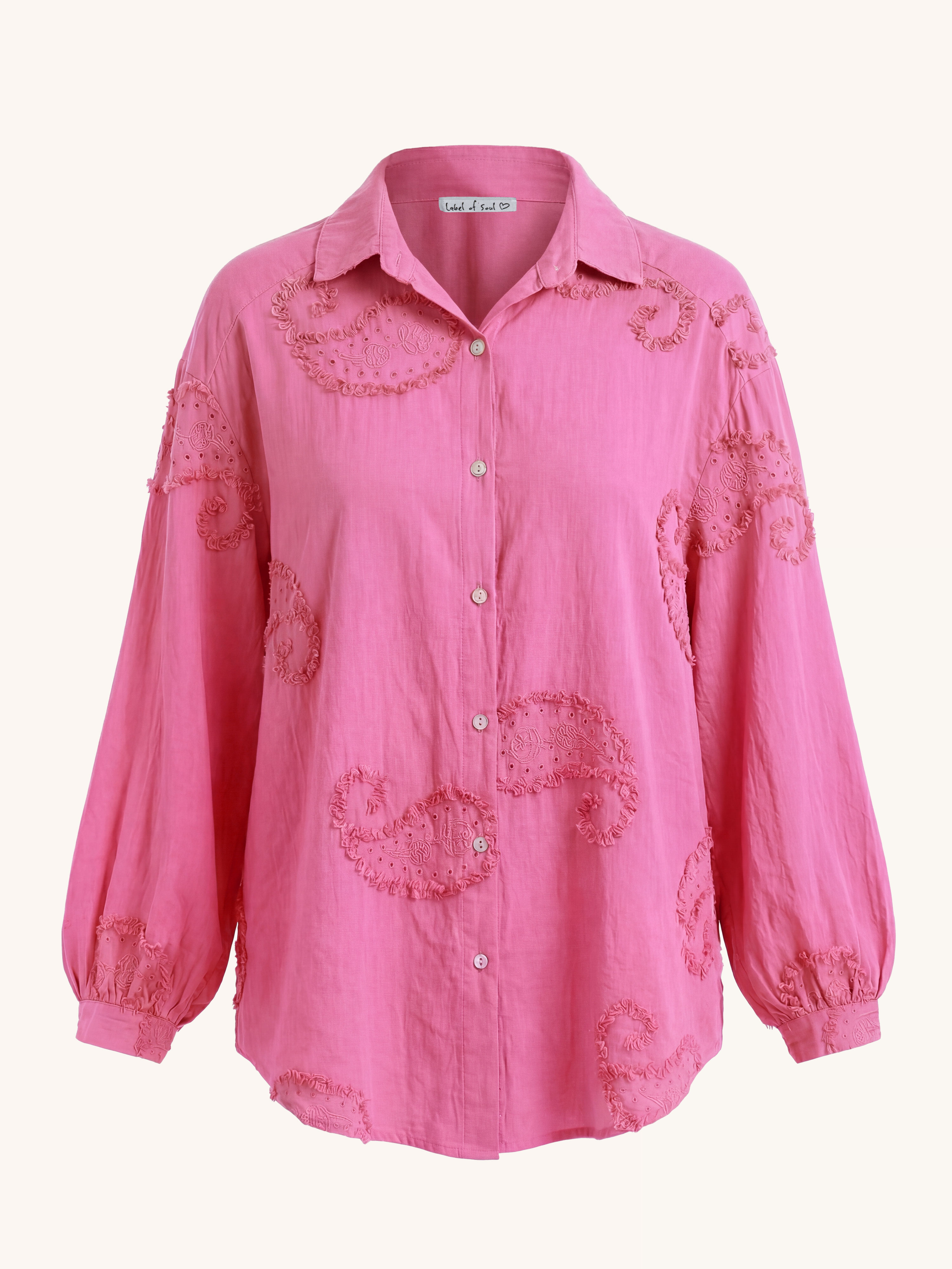 Cotton Oversize Midi Bluse - OHANA - Pink