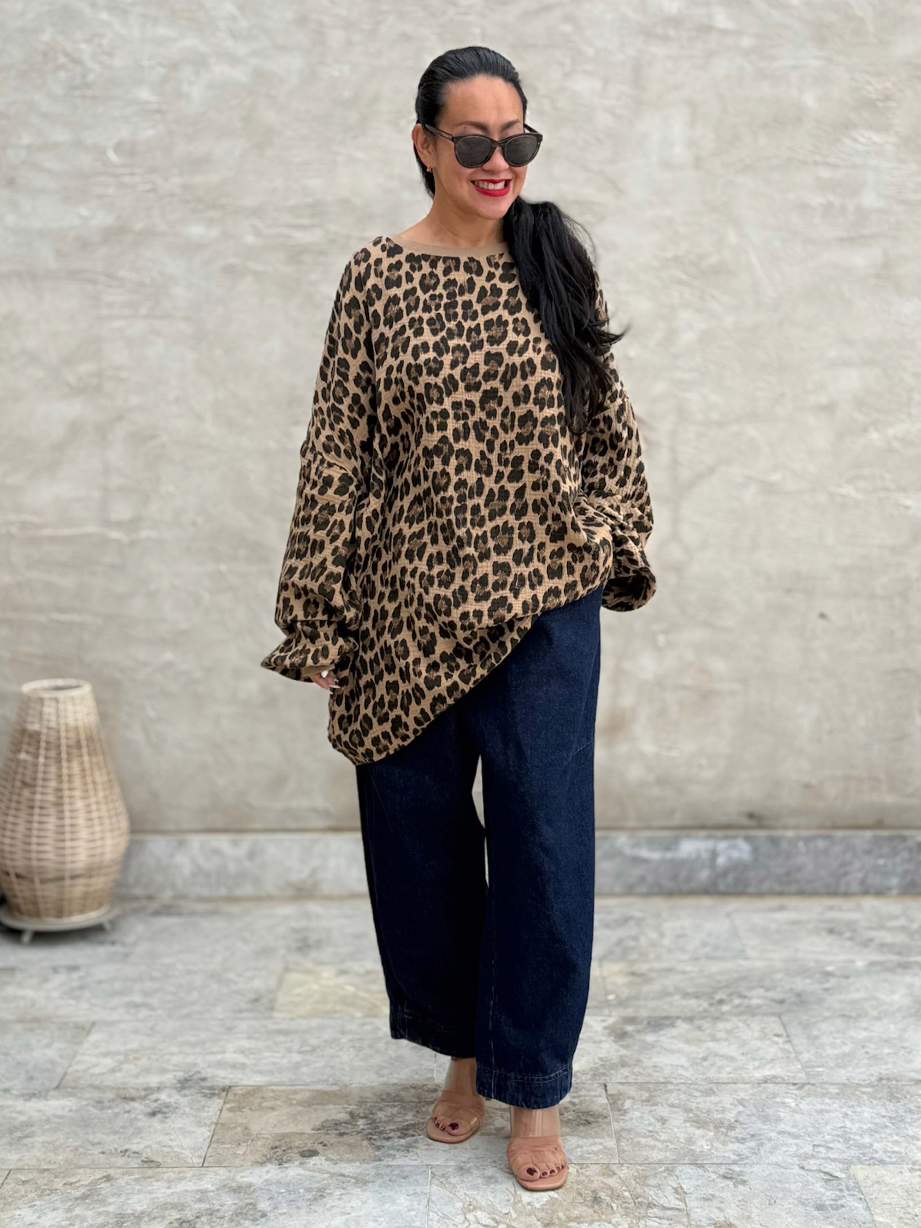 Musselin Oversize Sweatshirt - Leo Camel Musselin Oversize Sweatshirt - Leo Camel