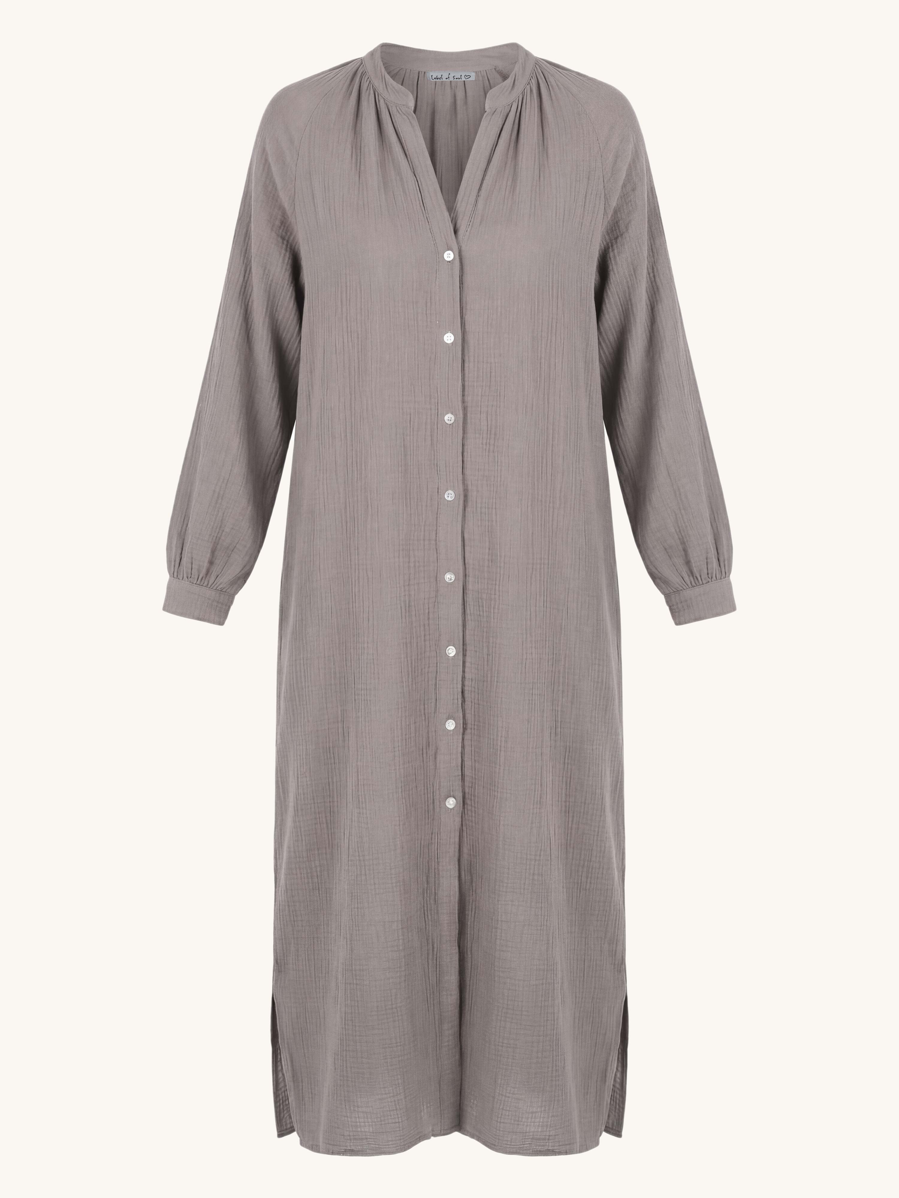 Musselin Oversize Kleid mit Gürtel - ONESIZE - Taupe