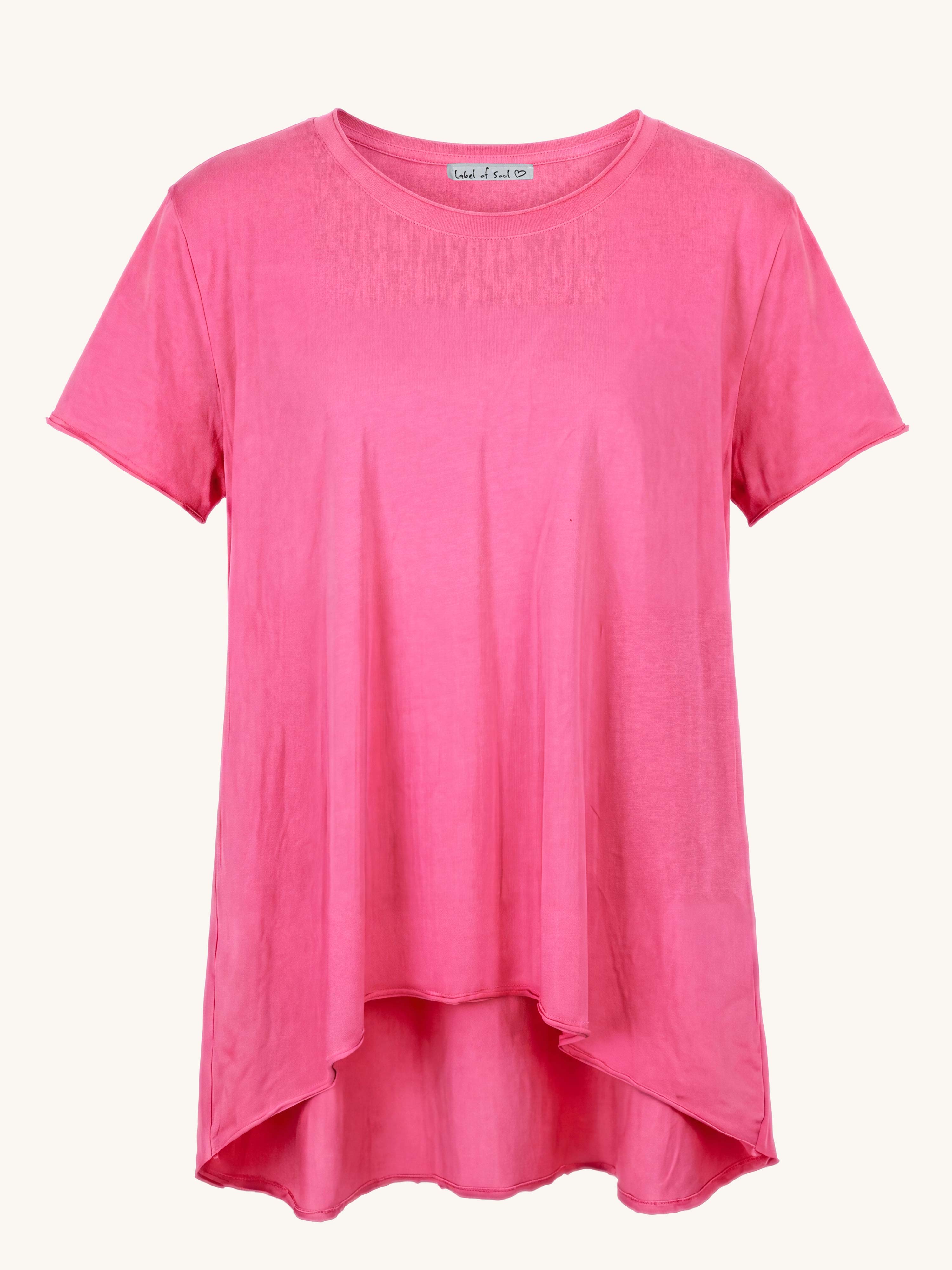 Basic Vokuhila Kurzarmshirt - Pink