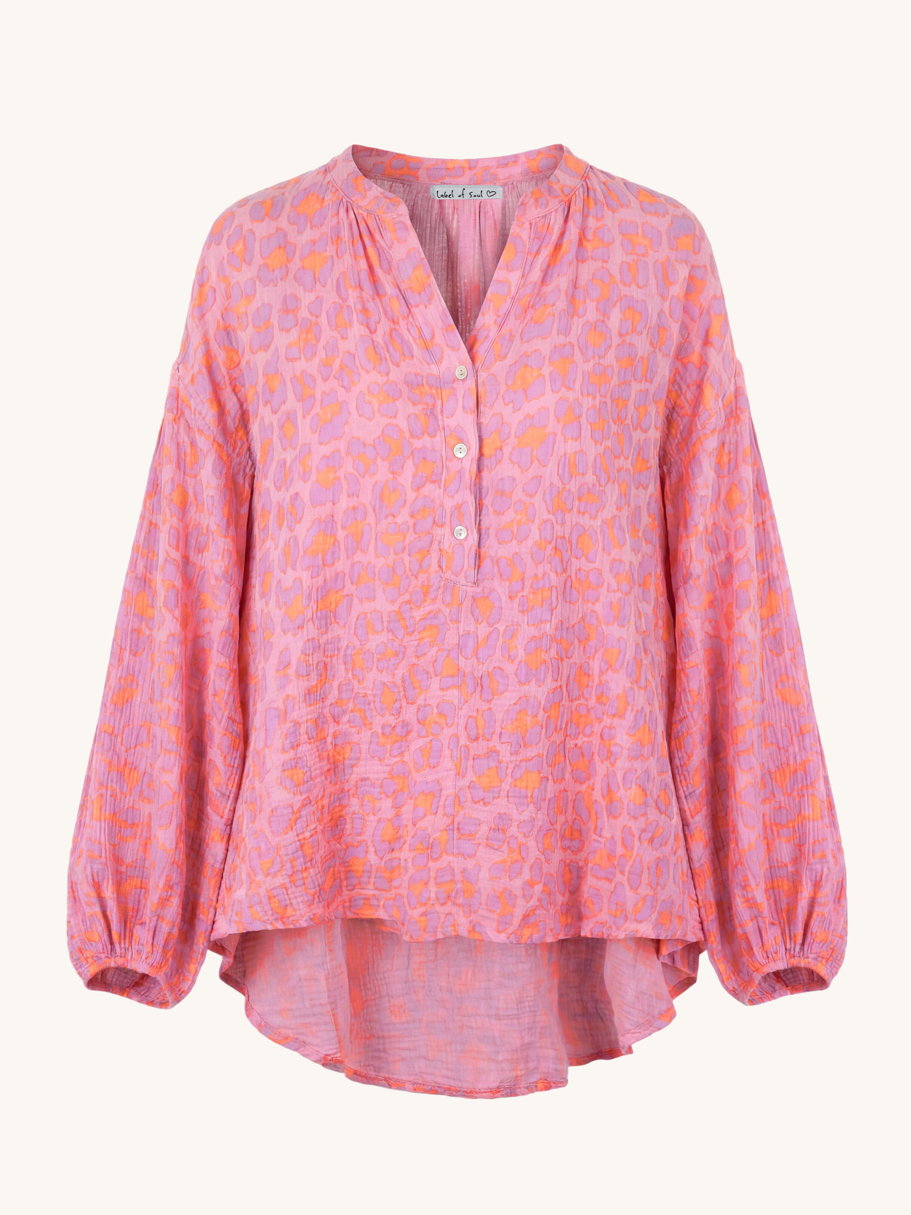 Musselin Vokuhila Oversize Bluse - LEO Candy