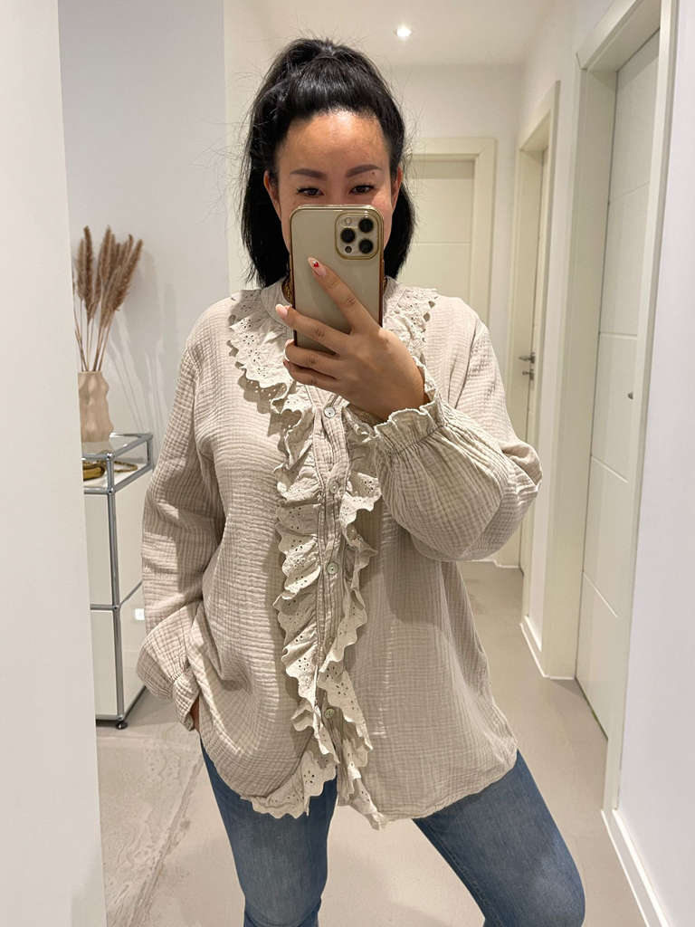 musselin bluse mit rüschen