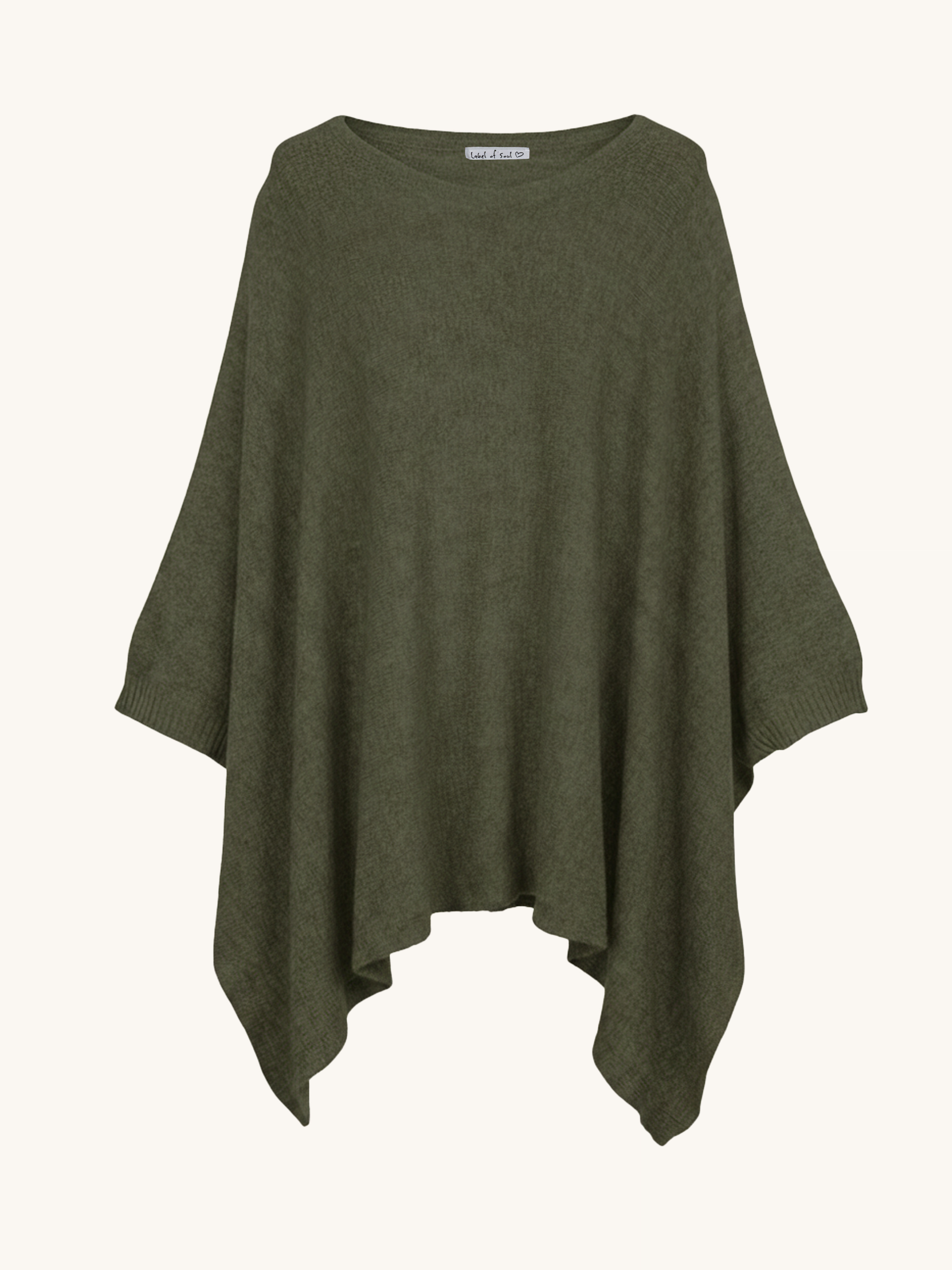 Oversize Viskose Kurzarm Poncho - Olive Oversize Viskose Kurzarm Poncho - Olive