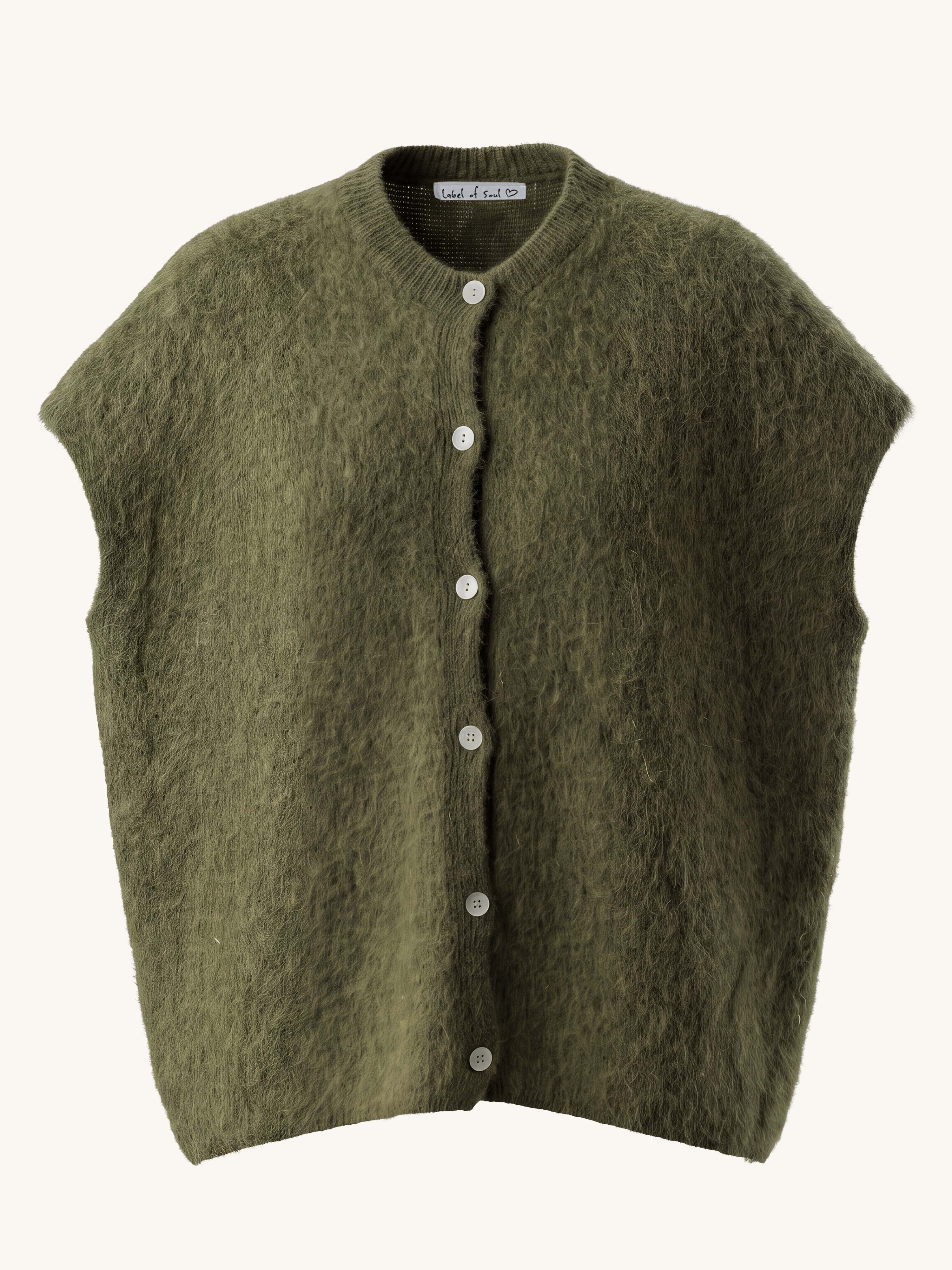 Oversize Strickjacke - FLUFFY - Olive