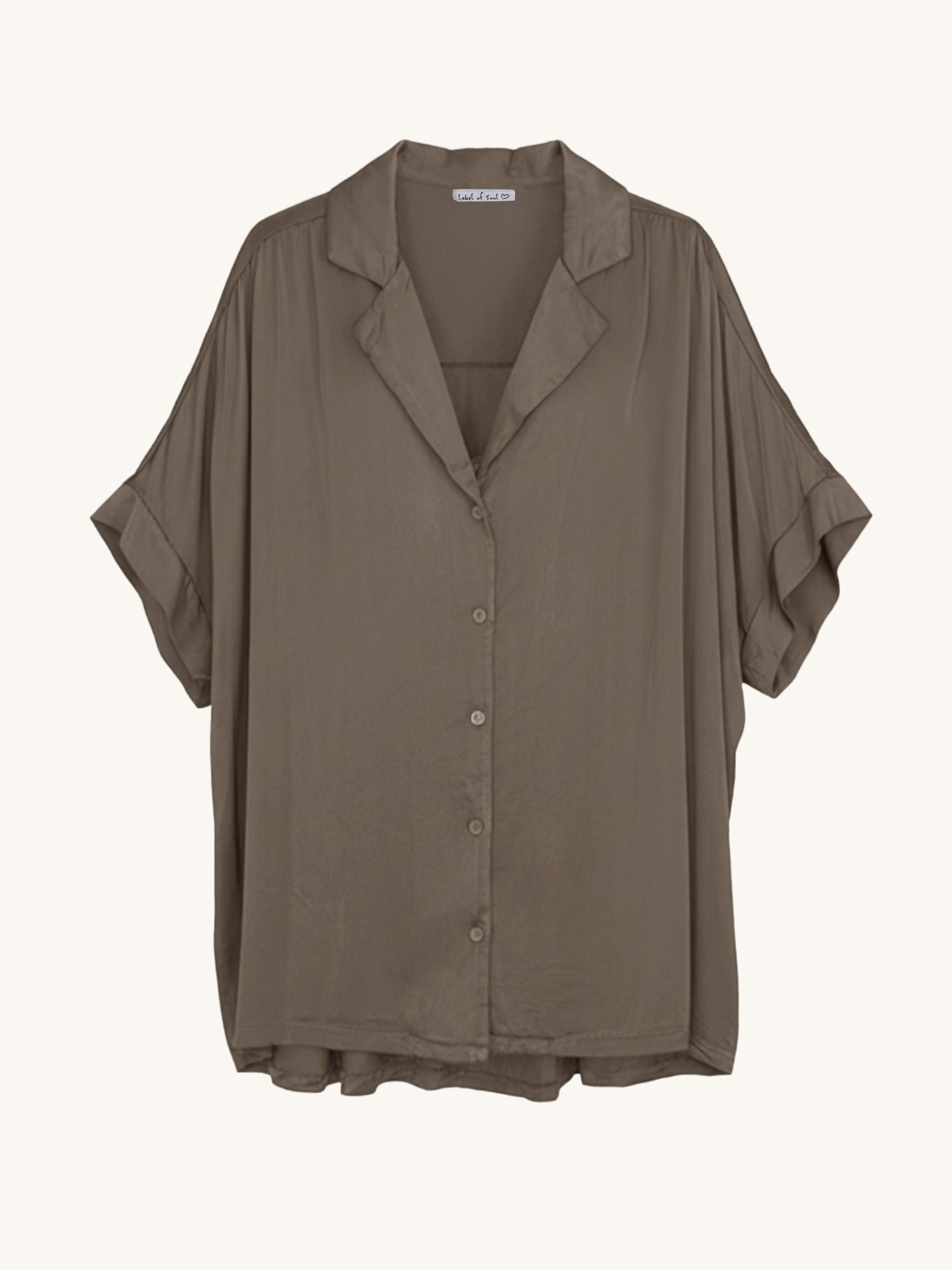 Viskose Oversize Hemdbluse - ELEGANCE - Schoko