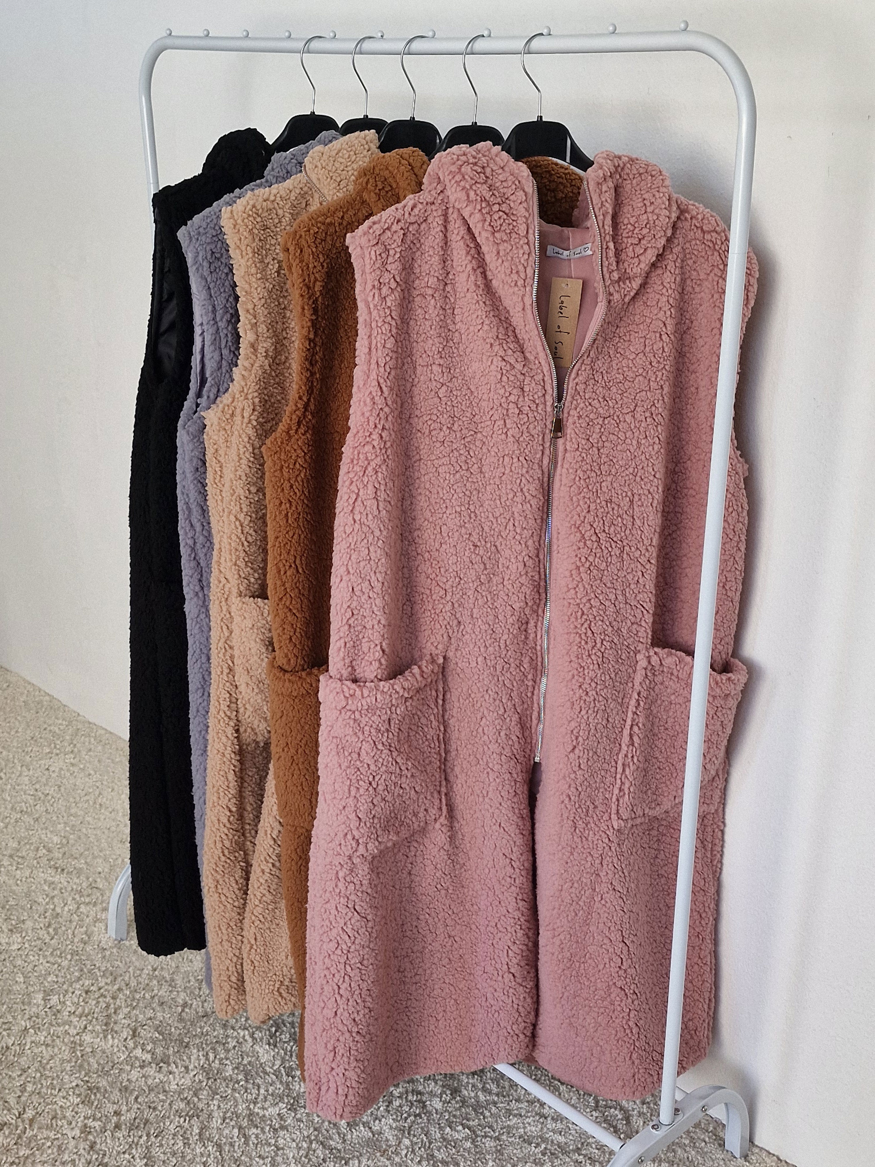 Teddylook Long Weste mit Kapuze - Blush Teddylook Long Weste mit Kapuze - Blush