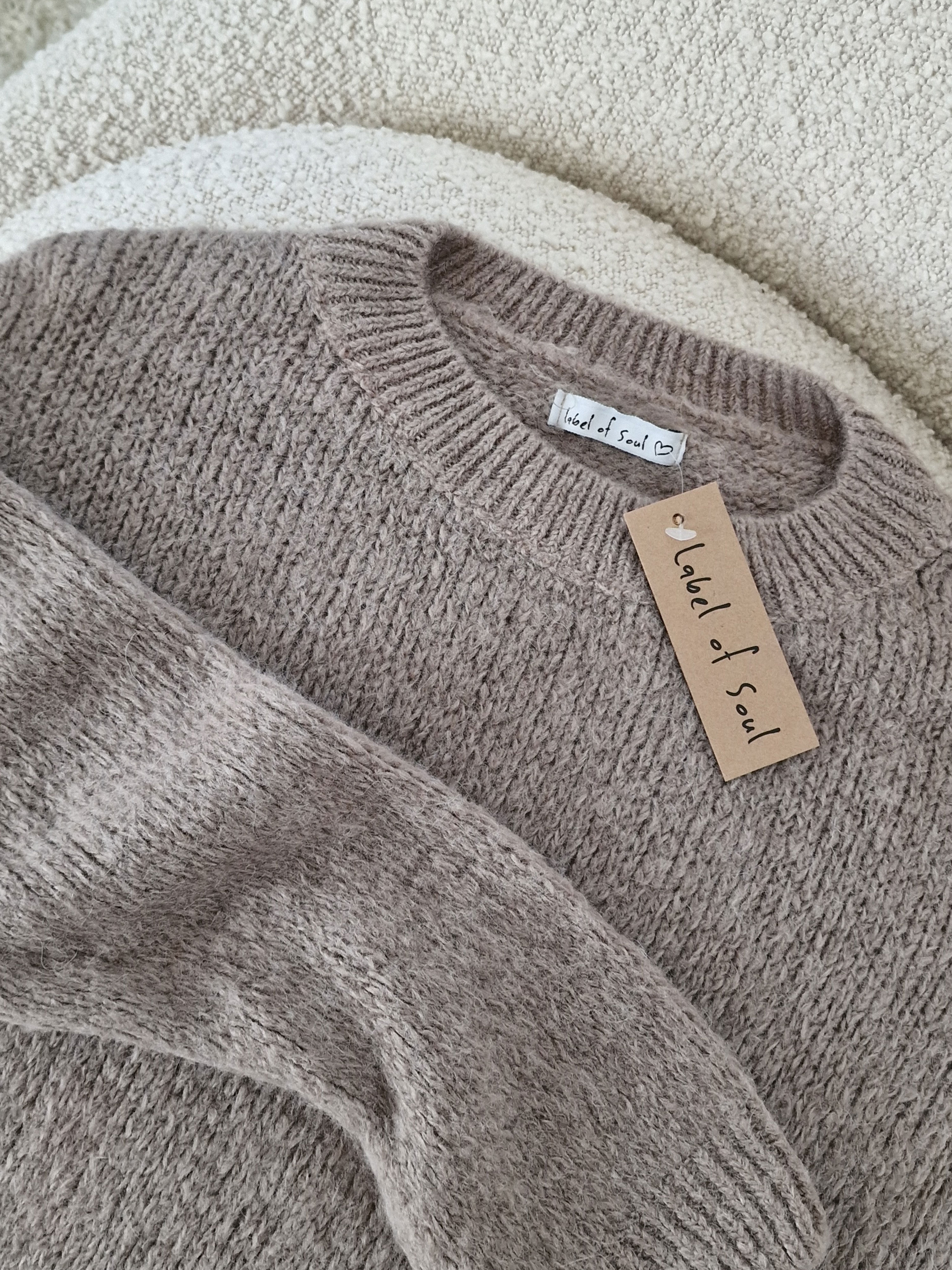 Pullover mit Baby-Alpakawollanteil - Taupe Pullover mit Baby-Alpakawollanteil - Taupe