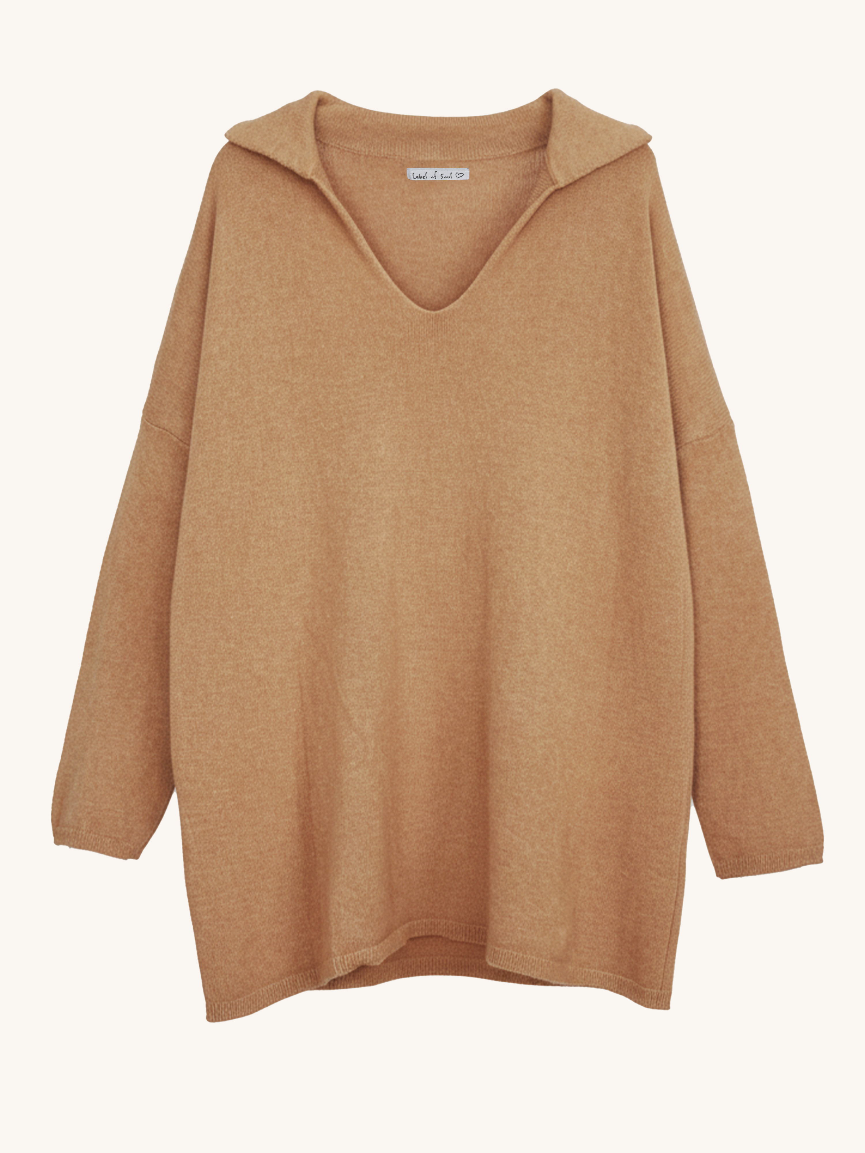 Viskose Pullover mit Kragen - Camel Viskose Pullover mit Kragen - Camel