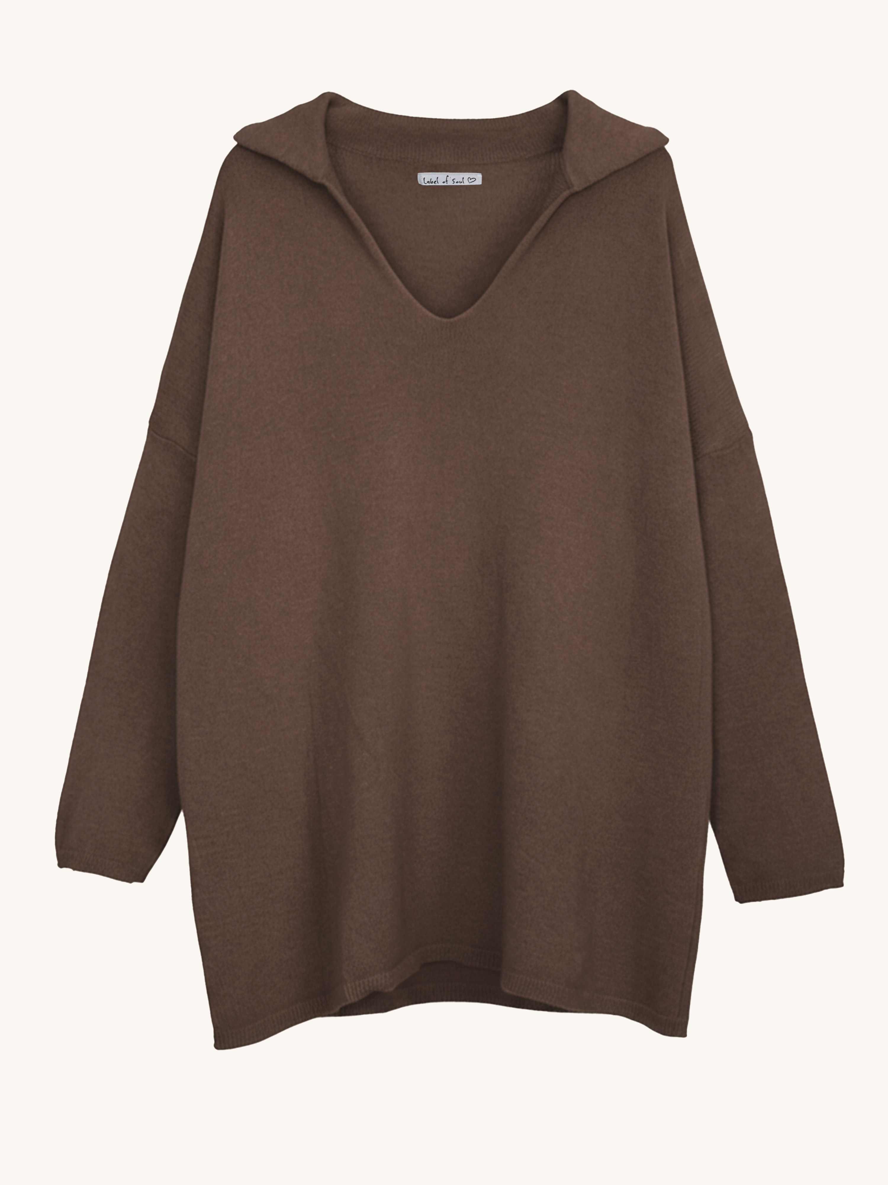 Viskose Pullover mit Kragen - Schoko Viskose Pullover mit Kragen - Schoko