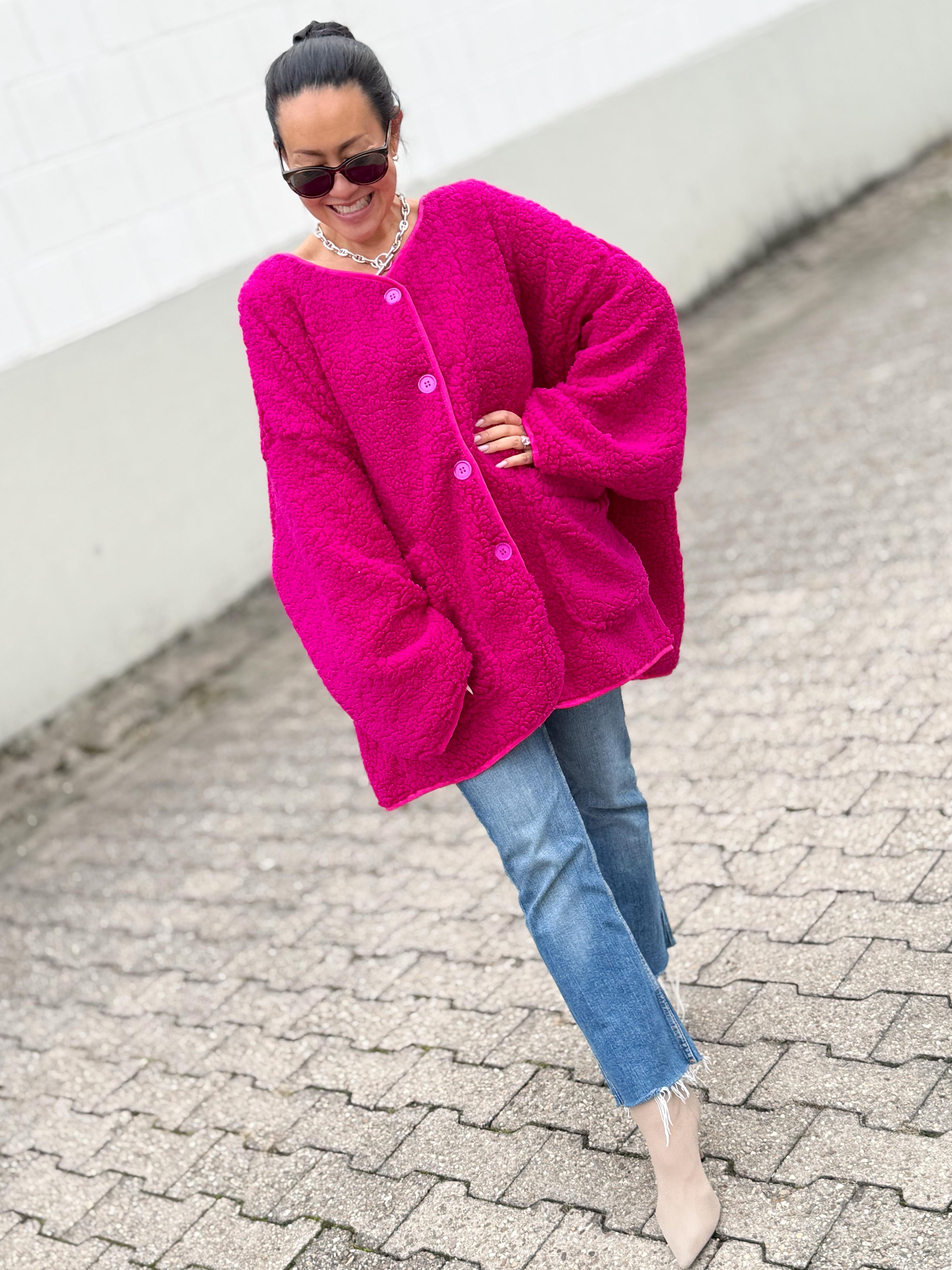 Teddylook Oversize Jacke - ICON - Pink