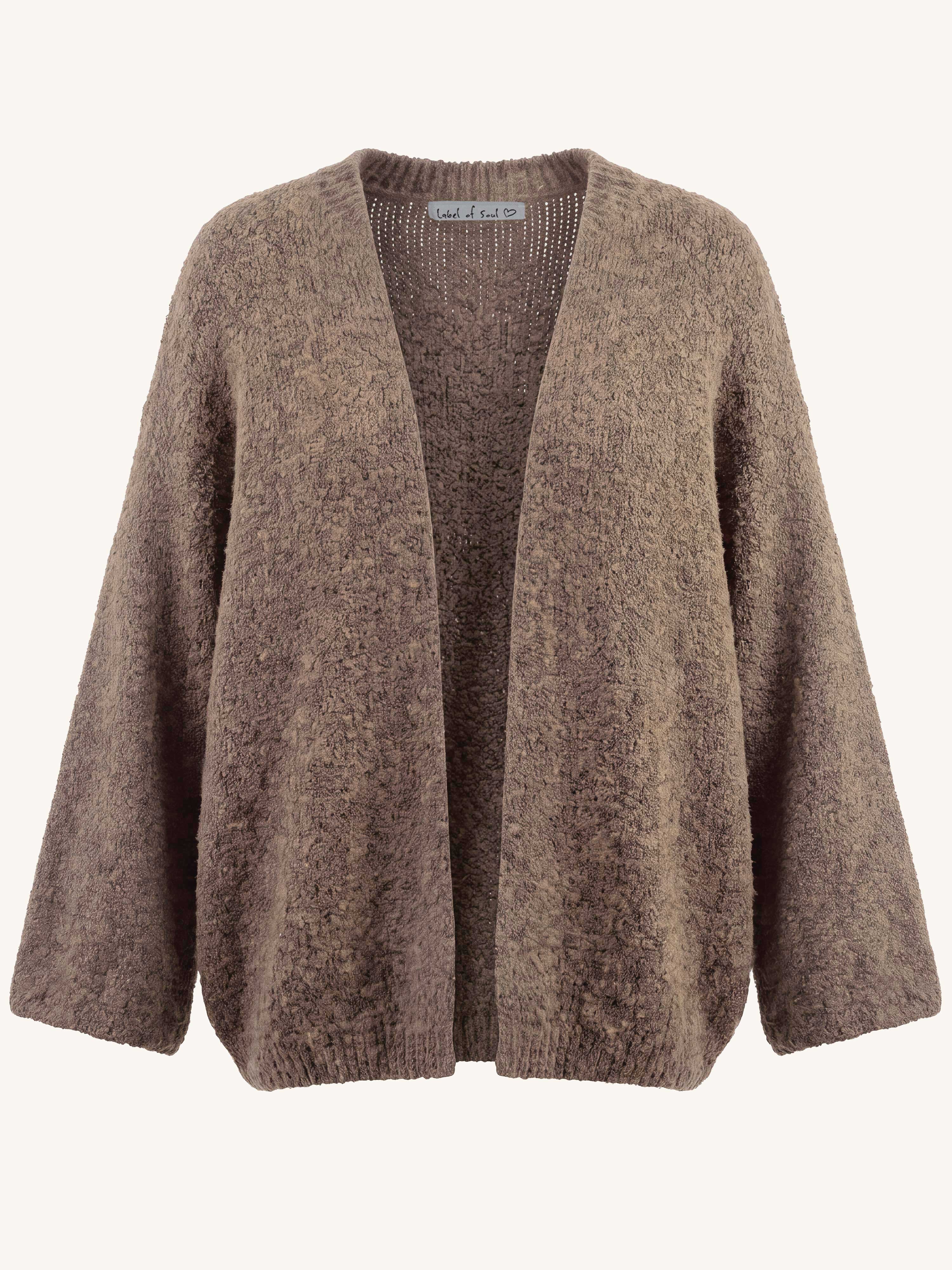 Oversize Bouclé Cardigan - Fango