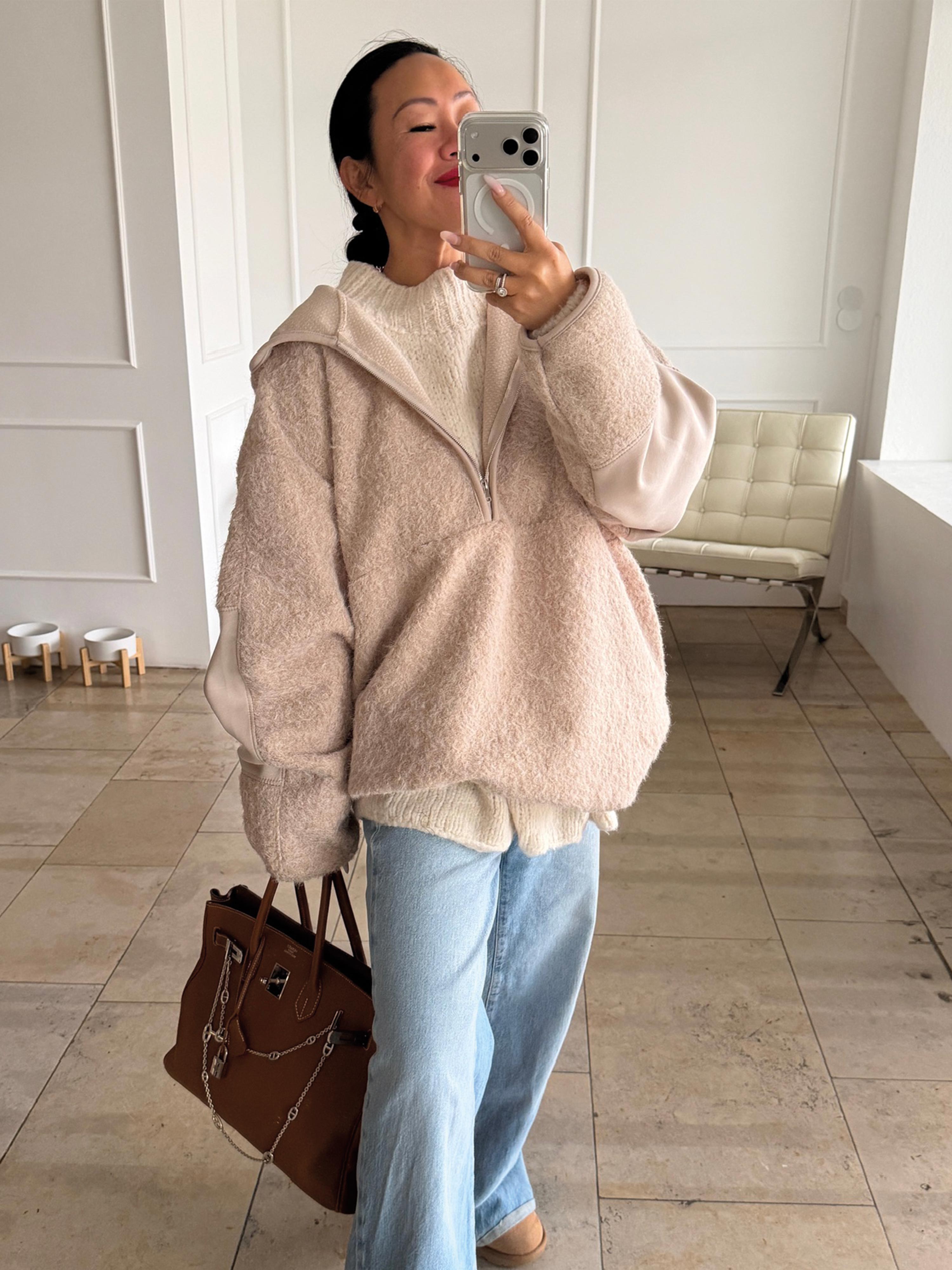 Unisex Oversize Hoodie Halfzip - HENRY - Oatmeal