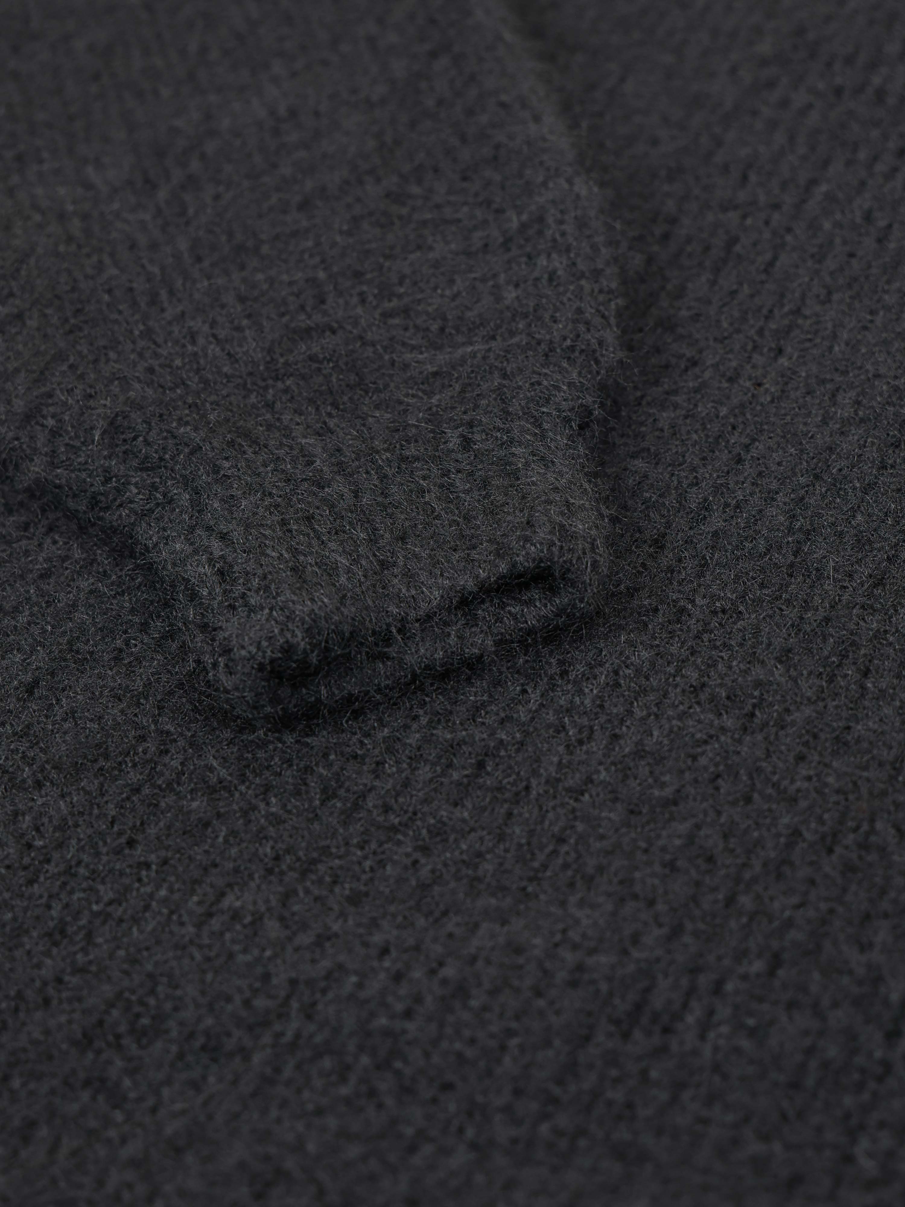 Oversize V-Ausschnitt Strickpullover mit Alpakawollanteil - Schwarz