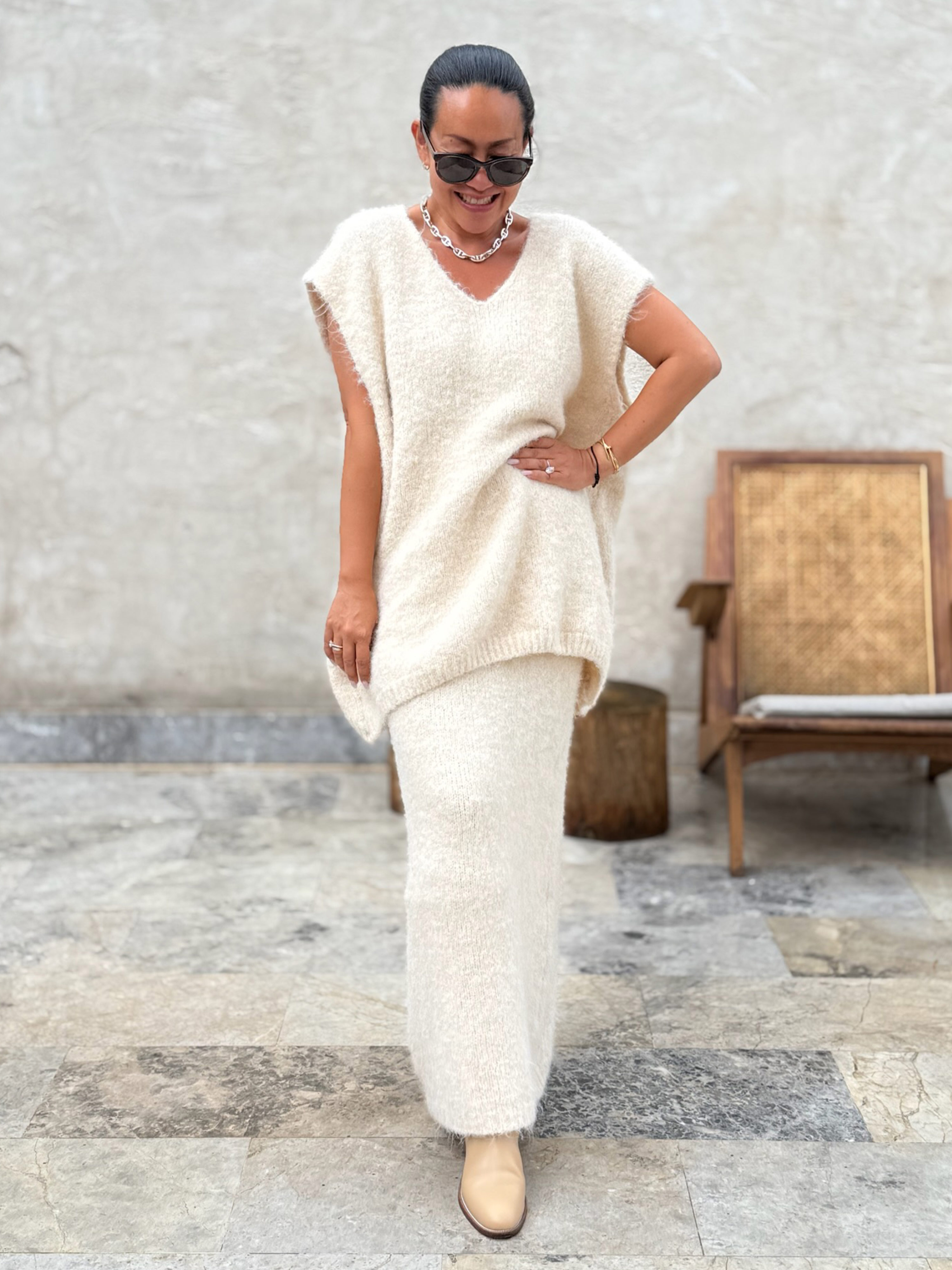Oversize Pullunder mit Alpakawollanteil - Creme Oversize Pullunder mit Alpakawollanteil - Creme