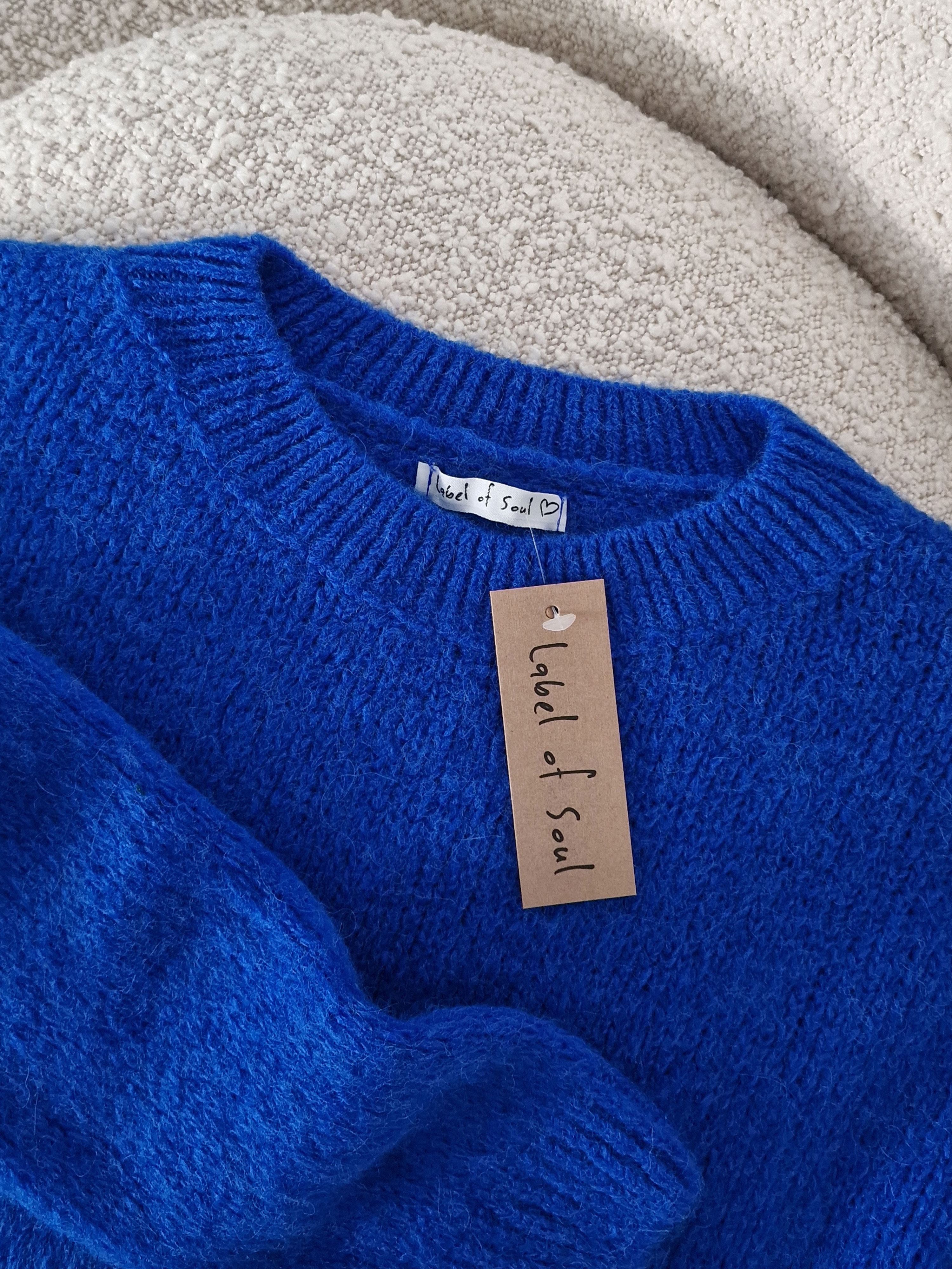 Pullover mit Baby-Alpakawollanteil - Royalblau Pullover mit Baby-Alpakawollanteil - Royalblau
