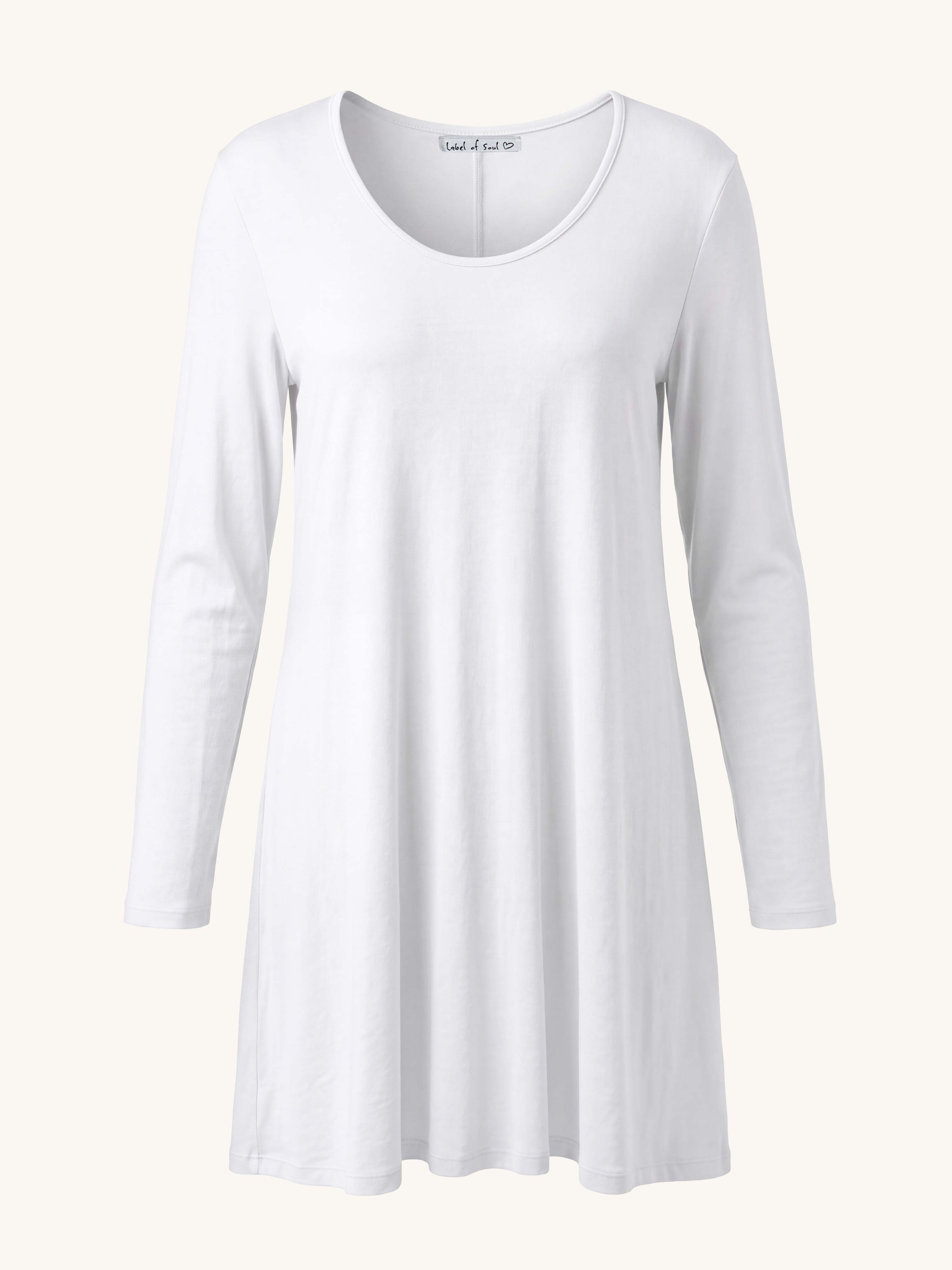 Basic Soft Longshirt in A-Linie - CURVY - Weiss