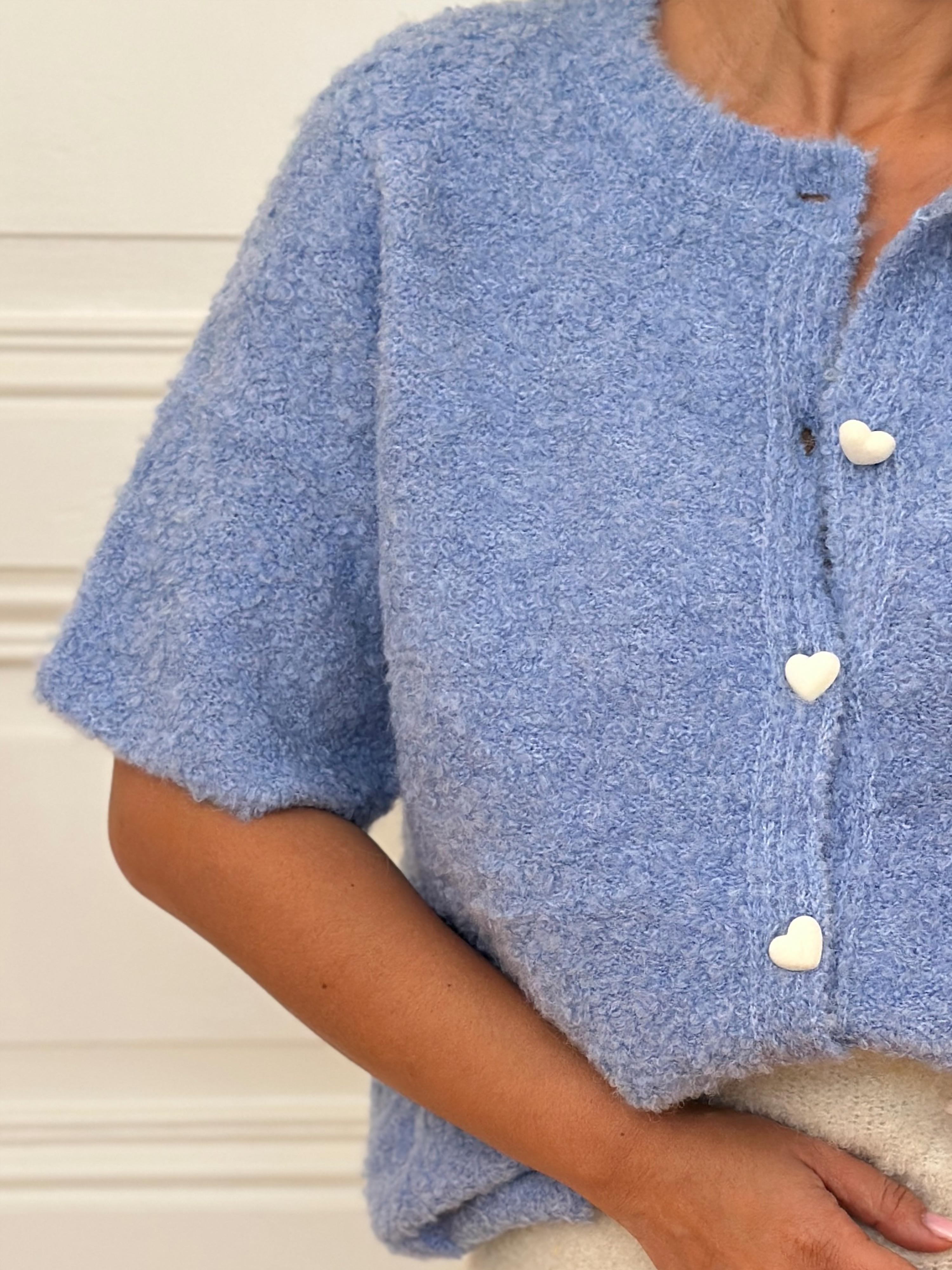 Viskose Kurzarm Cardigan - AMORE - Blau
